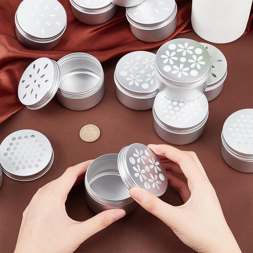 PH PandaHall 12pcs Aluminum Tins with Hollow Lids