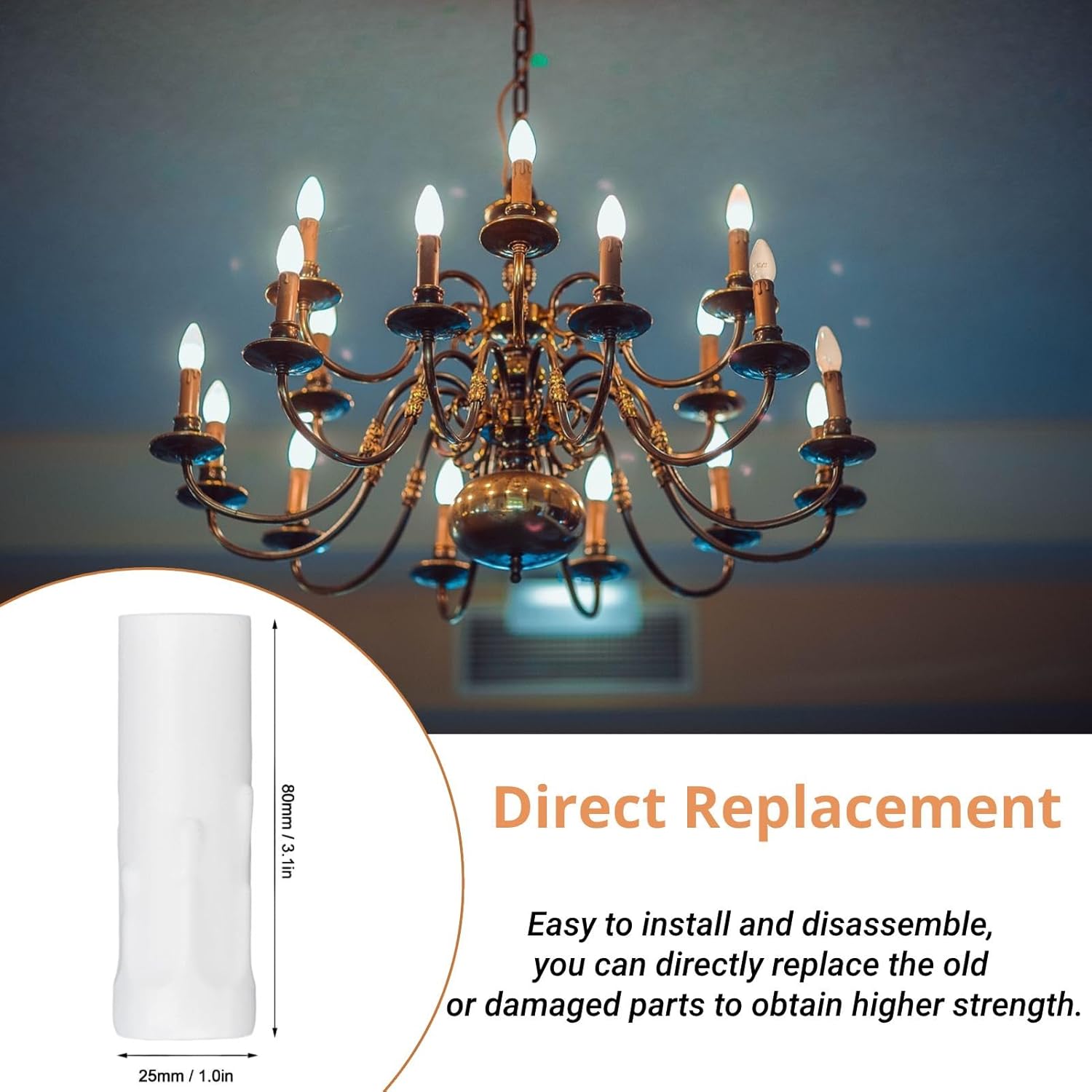 10PCS Iron Candle Sleeve Holder for E14 Chandelier