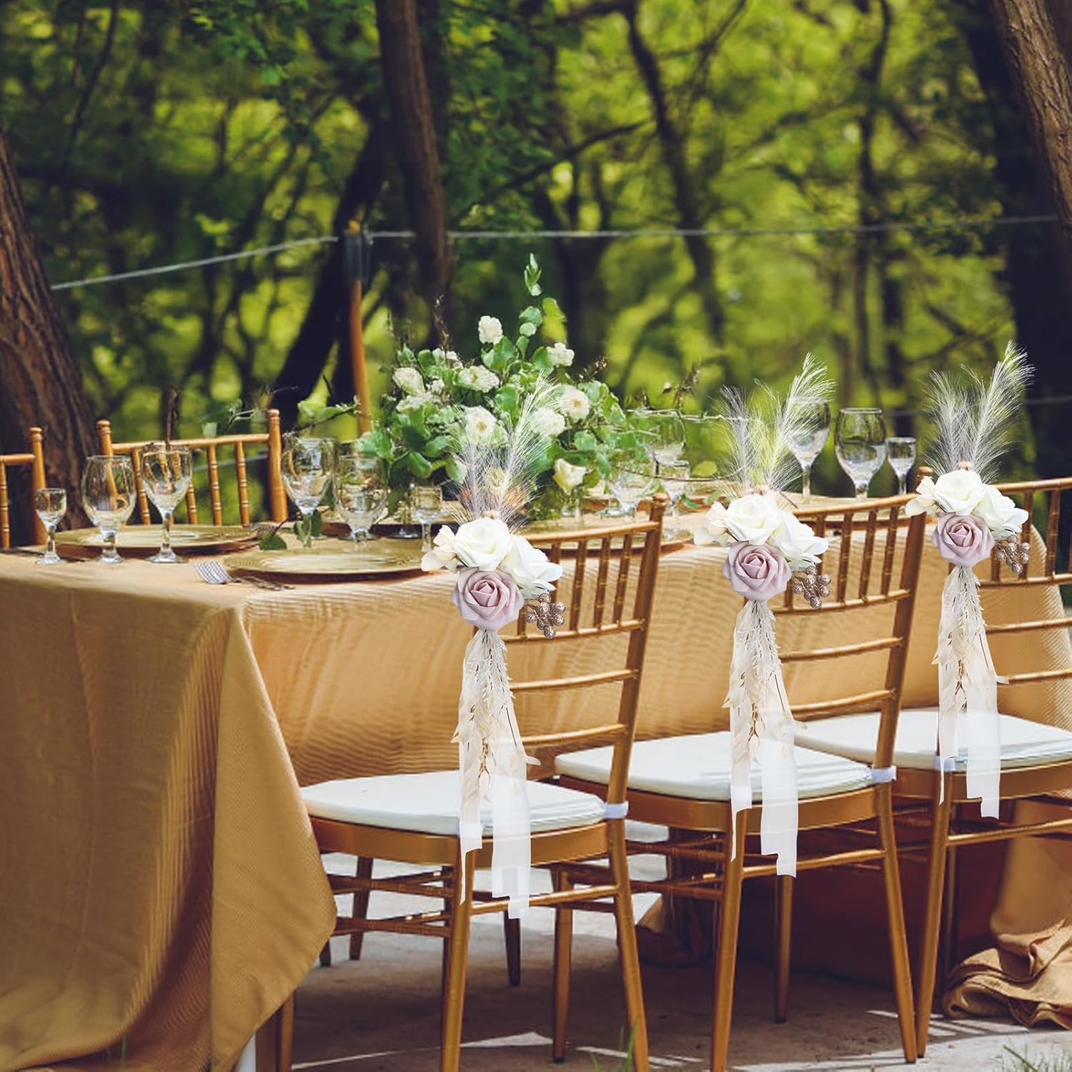 Elegant Wedding Chair Flowers 6PCS Pink White