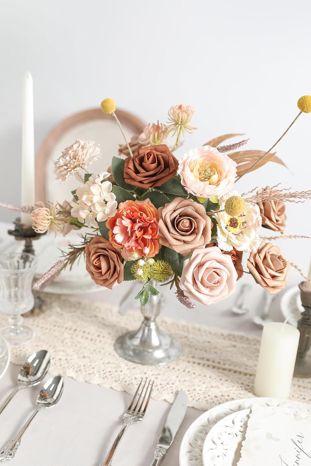 Artificial Dusty Rose Flowers 25pcs for Wedding Centerpieces