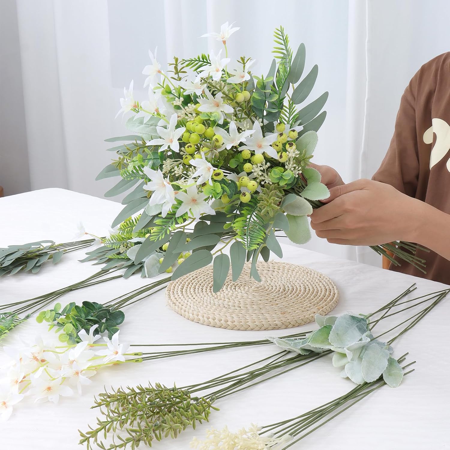 Alynsehom Artificial Flower Stems Set 70 Pcs Wedding Decor