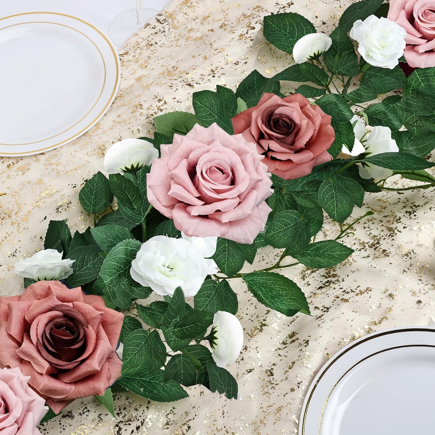 Pack of 2 Dusty Pink Artificial Rose Garlands 59 FT