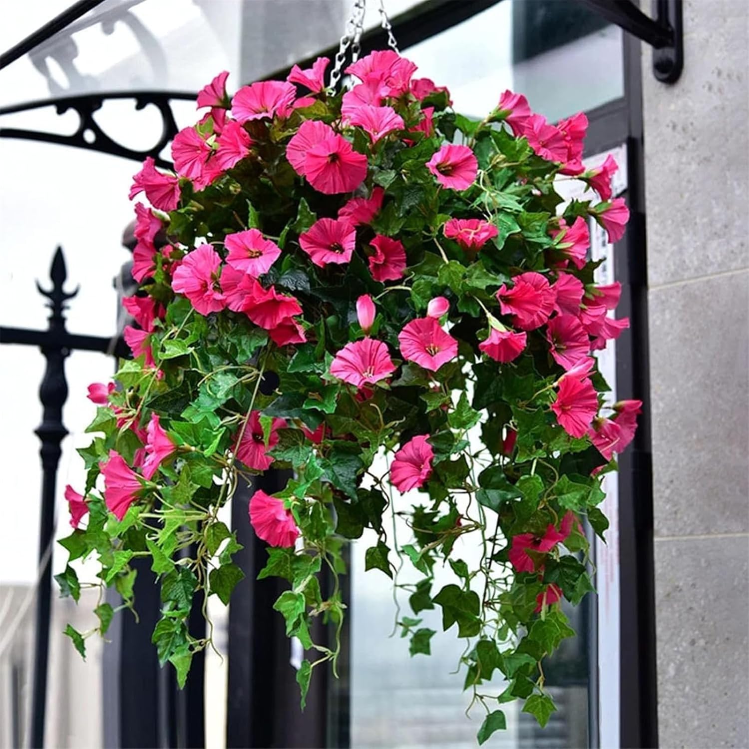 Hugs Garden Artificial Flowers 4pcs UV Resistant Hanging Morning Glory Black