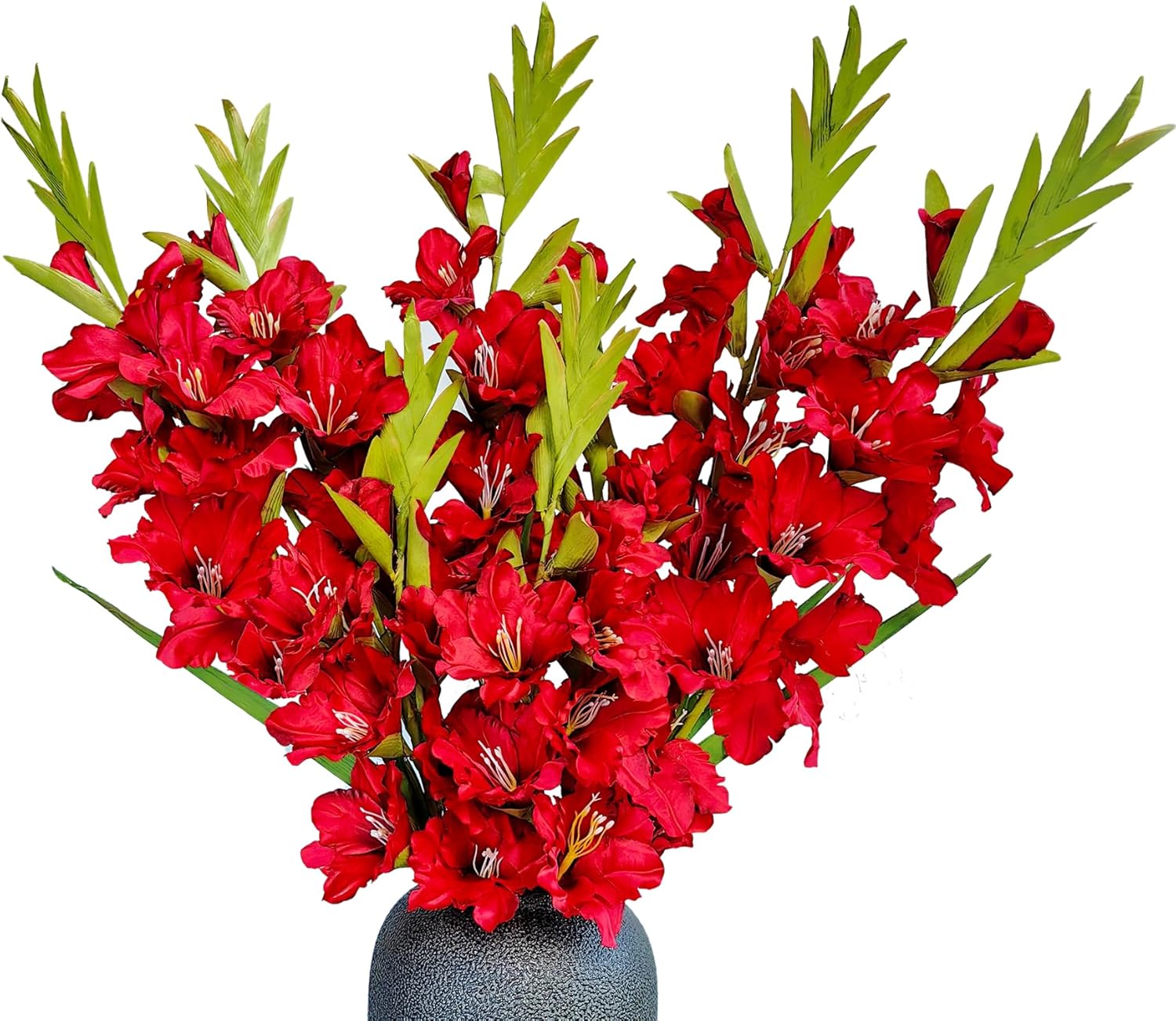 Pack of 6 Artificial Gladiolus Flowers Red