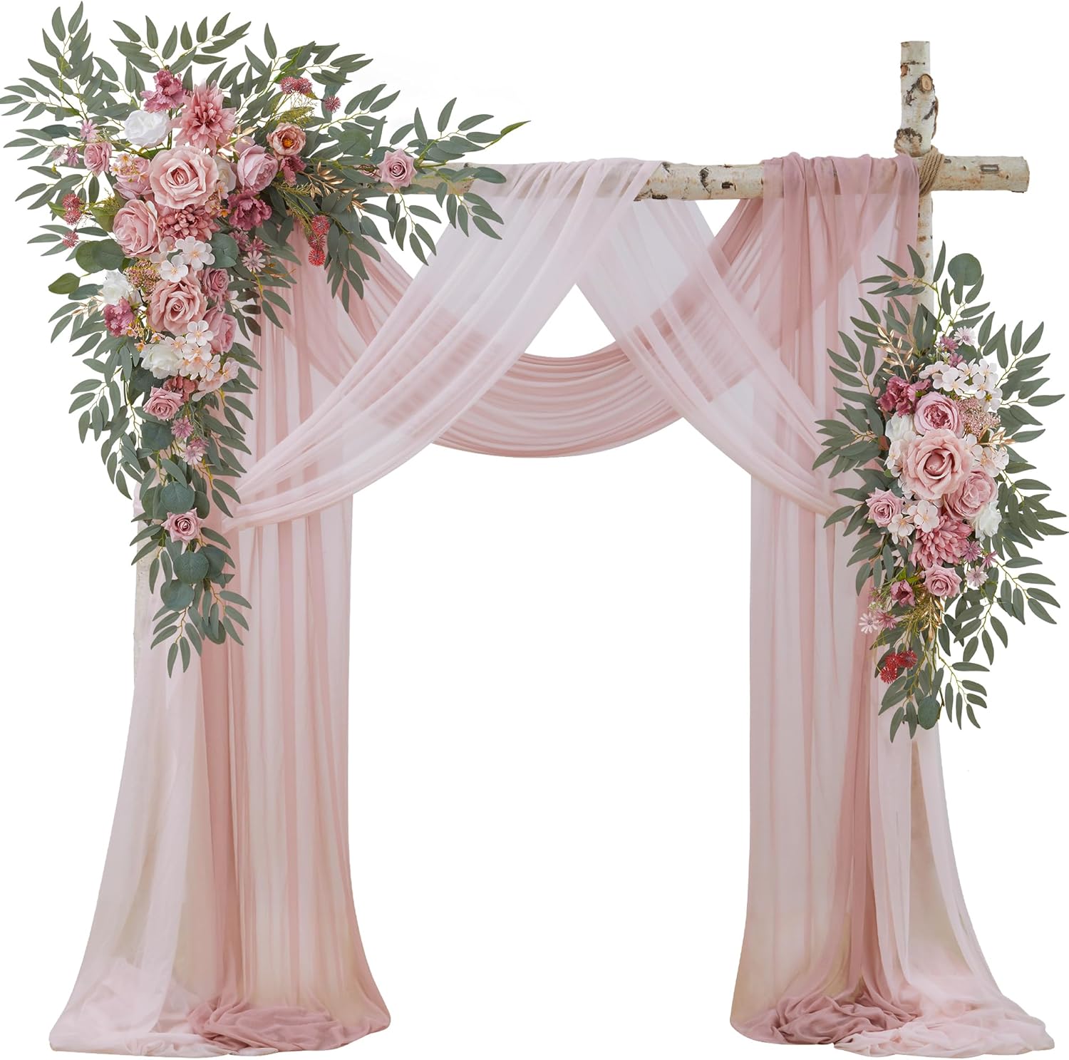 WEDFLOR Wedding Arch Flowers with Drapes Kit Pack of 4