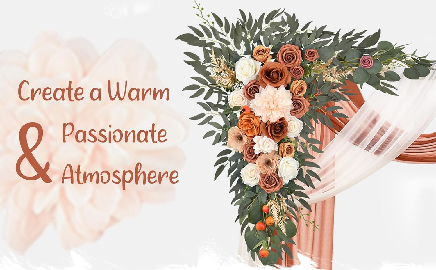 Wedding Arch Flowers with Drapes Kit - 4 Pack