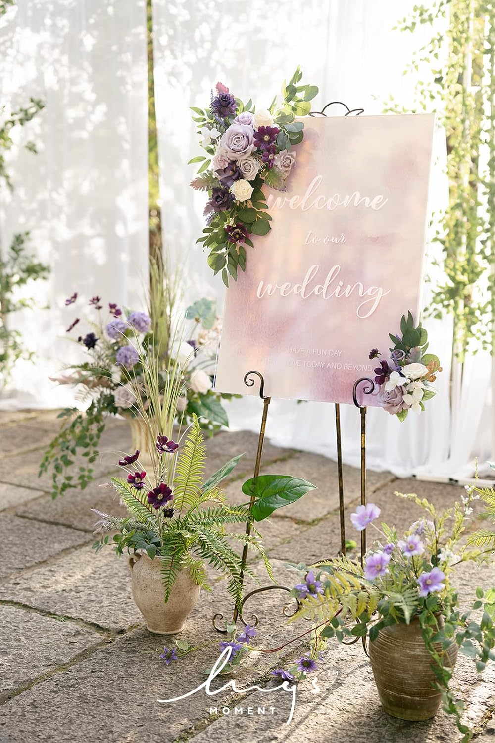 Lings Moment Artificial Welcome Sign Flowers Decorations 2pcs