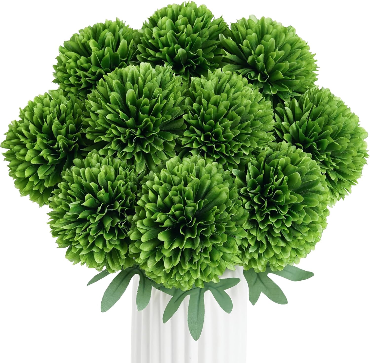BonBlooms Artificial Chrysanthemum Flowers Ball 10pcs Green
