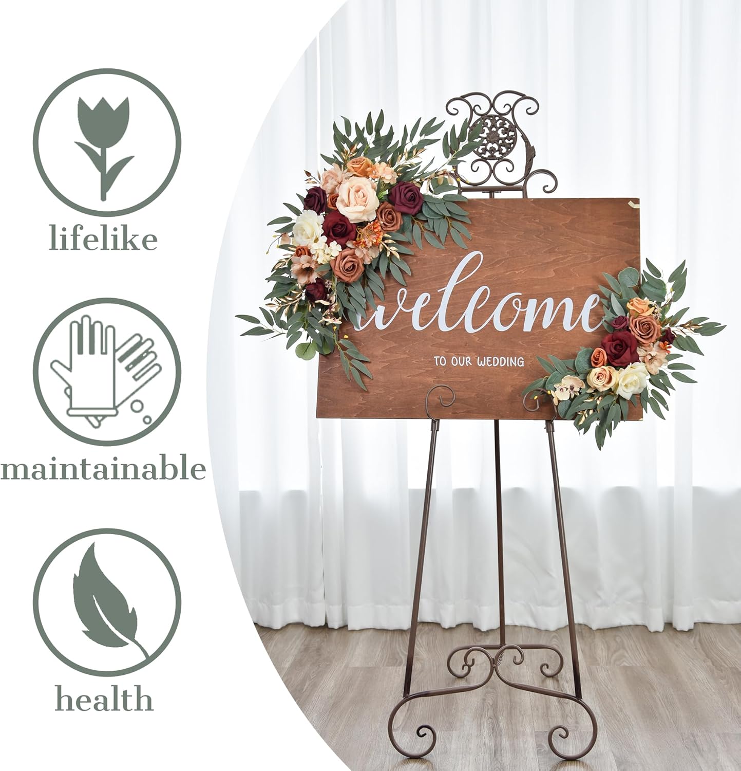 Tings Time Burnt Orange Wedding Arch Flowers Set of 2