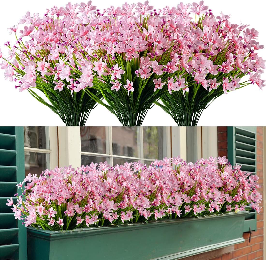 HAPLIA 4 Bundle Artificial Daffodils Flowers Pink