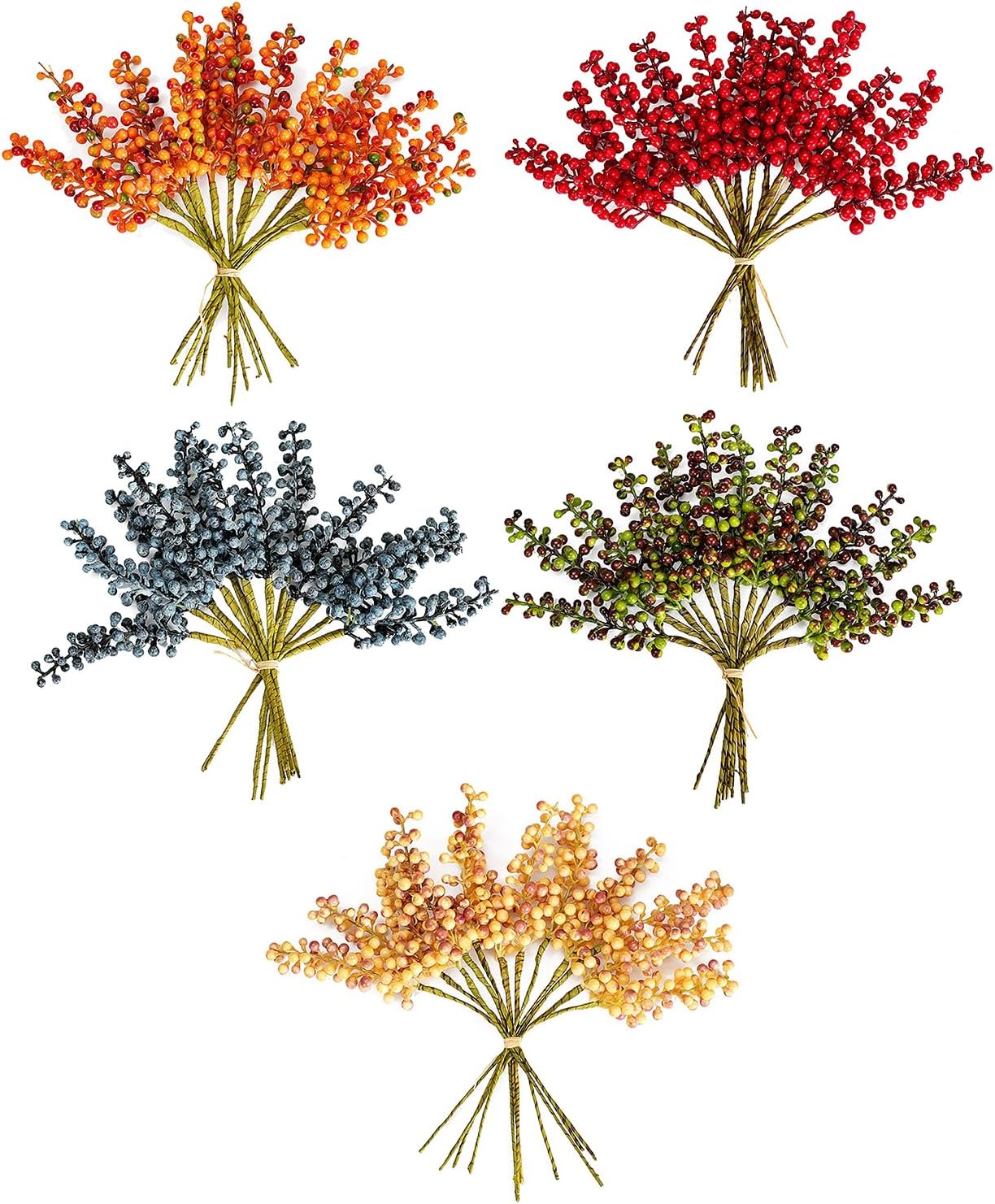 Belupai 12 Pc Orange Fall Berry Stem Decor