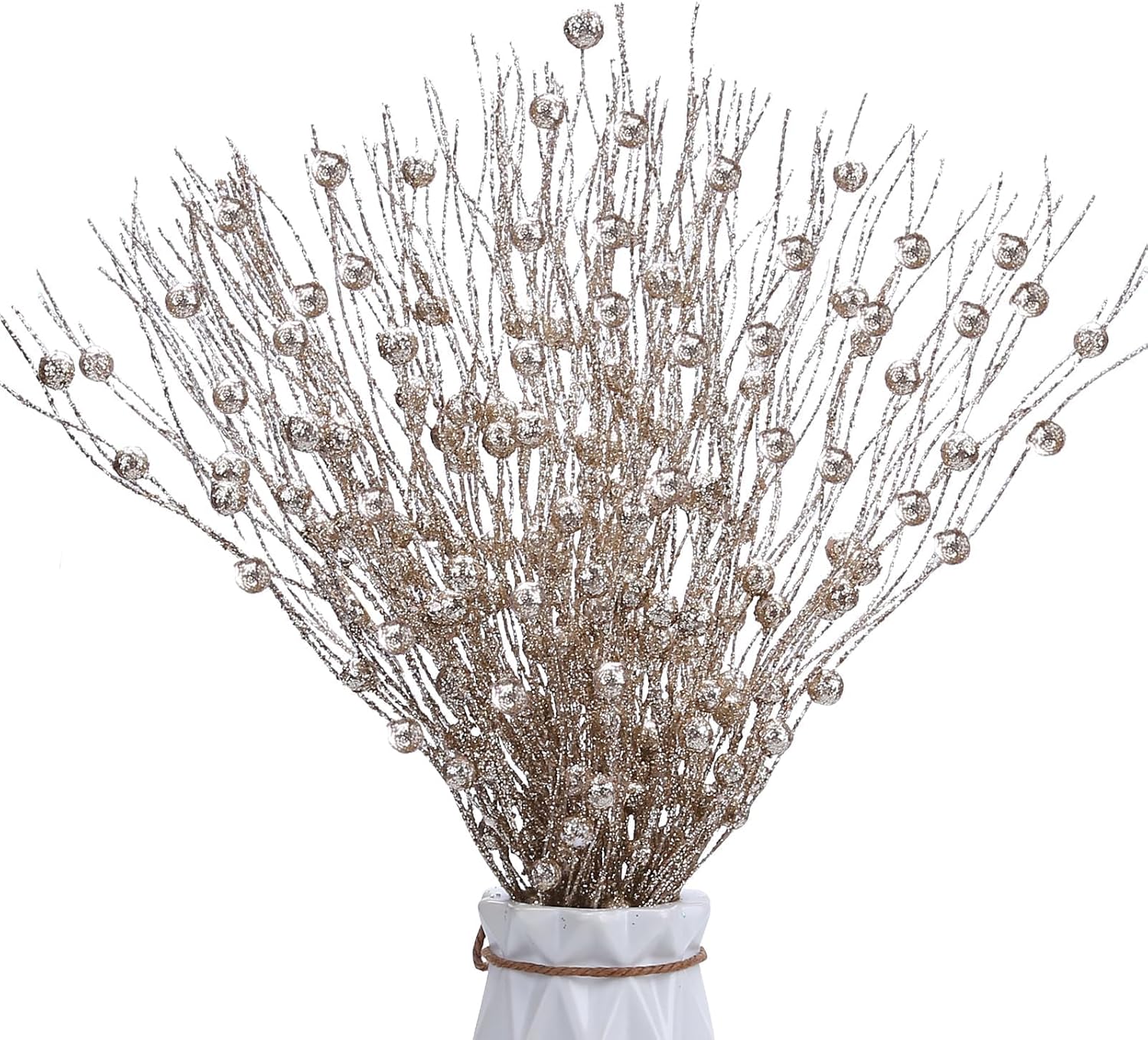 6Pcs Glitter Berry Stems for Christmas Decor
