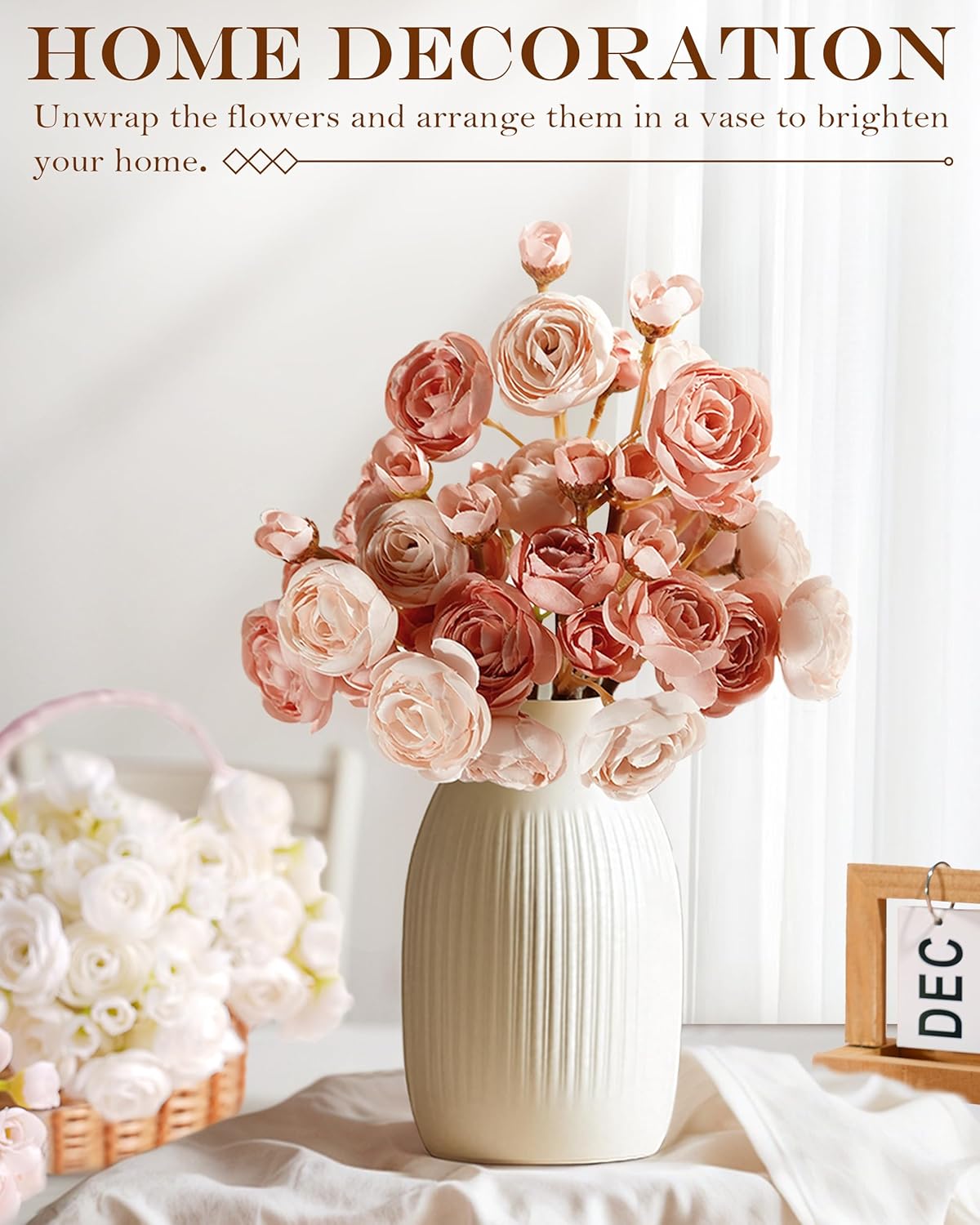24Pcs Faux Ranunculus Flowers with 4 Blooms per Stem