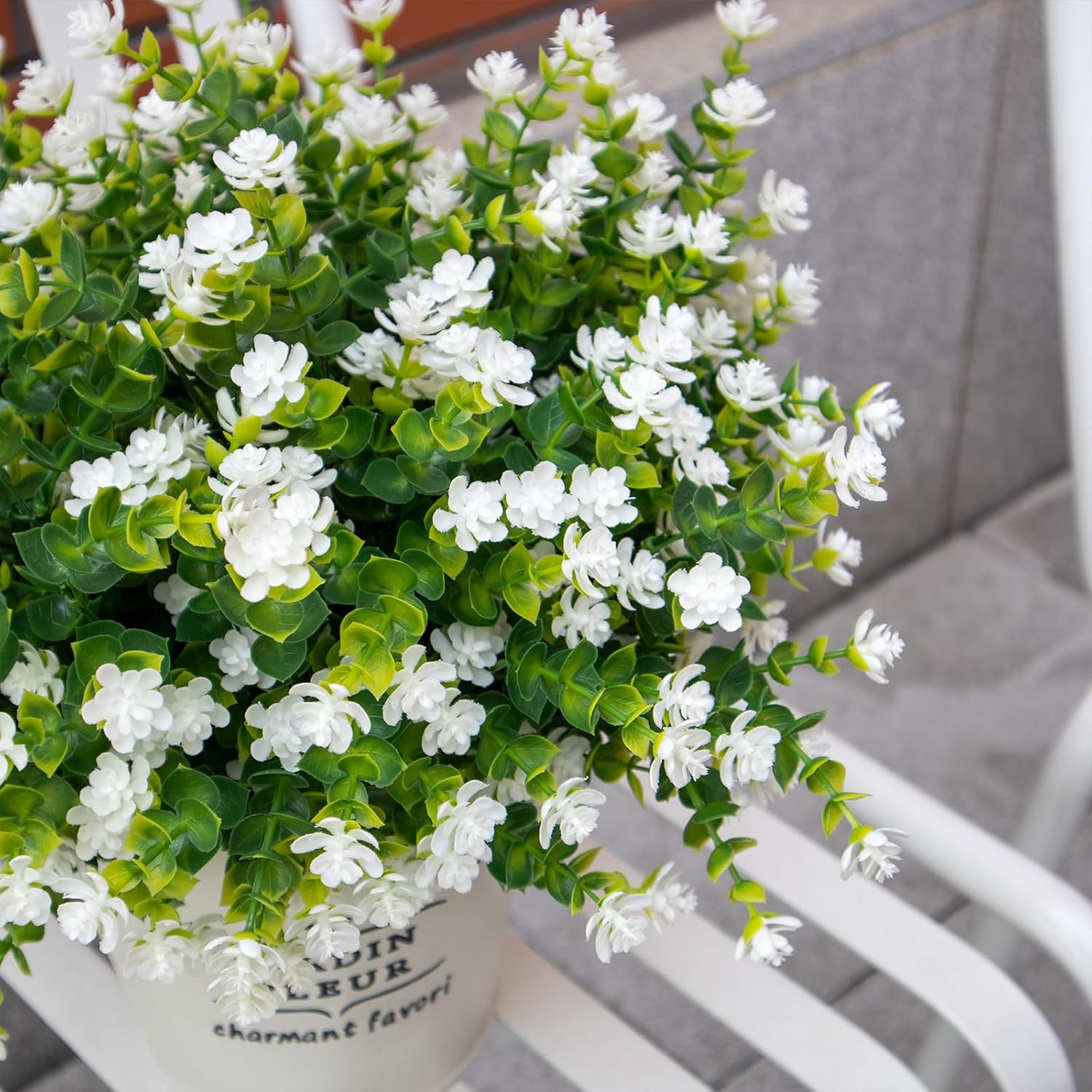 12 Bundle Artificial Flowers Set - White UV Resistant