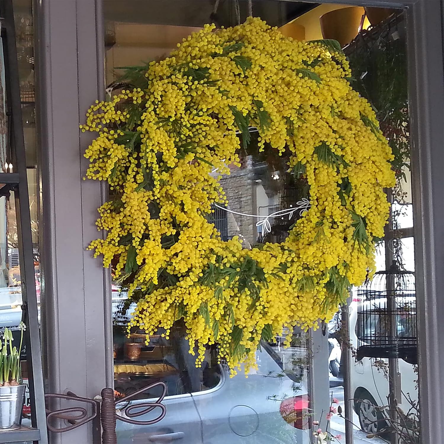 DILATATA Artificial Yellow Mimosa Flowers 165 Inch 6Pcs Spring Decor
