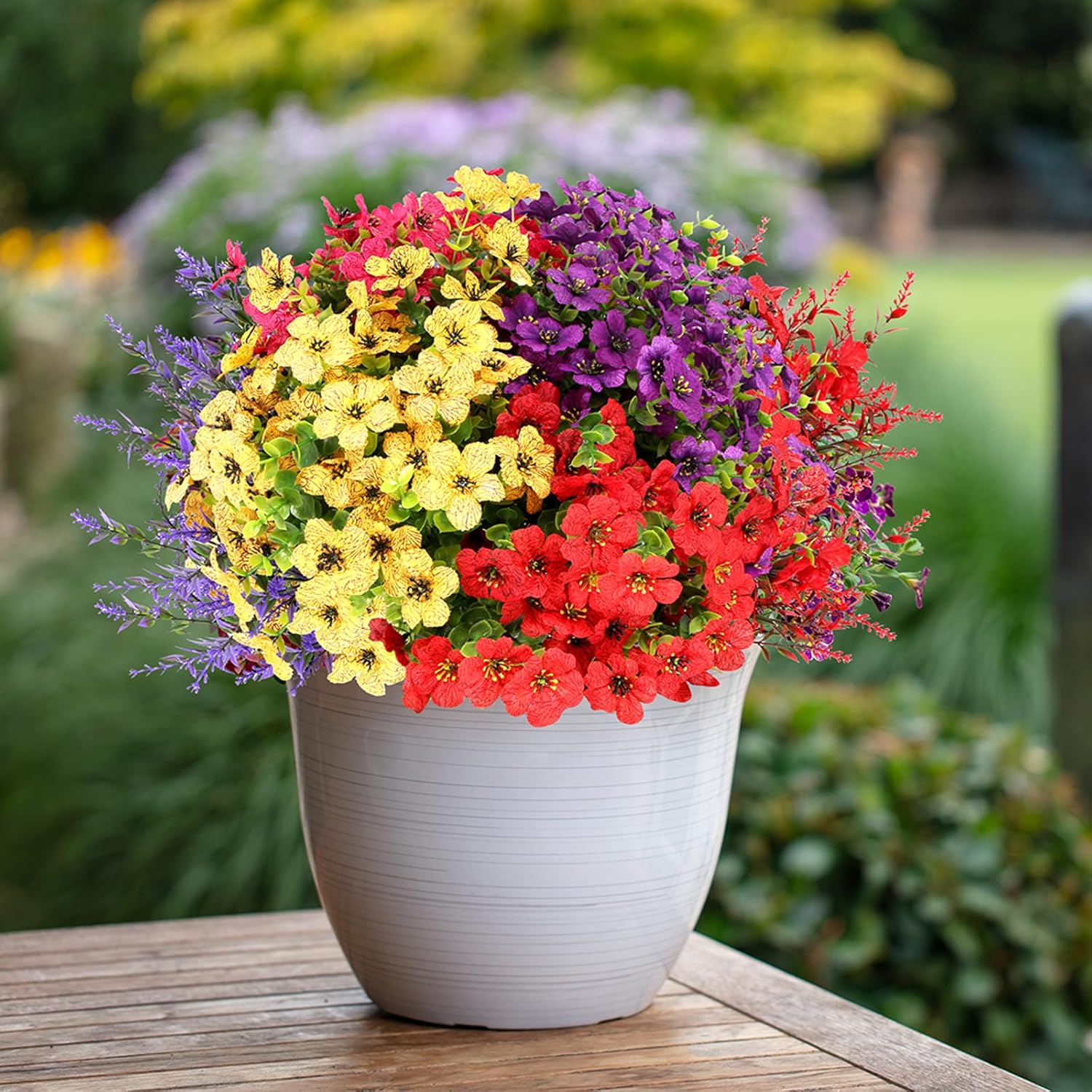 16 Bundles UV Resistant Artificial Flowers for Outdoor Use