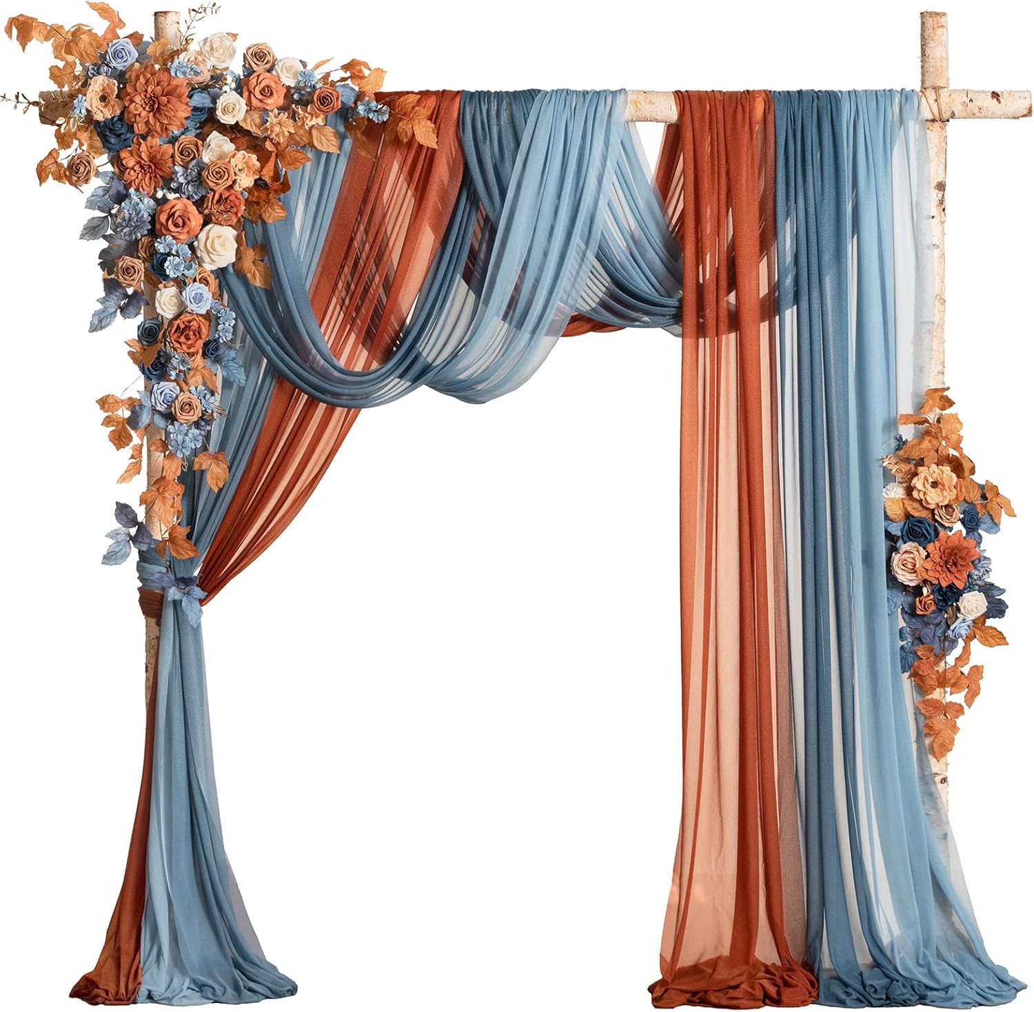 Lings Moment Fall Wedding Arch Flowers with Sheer Drapes Kit