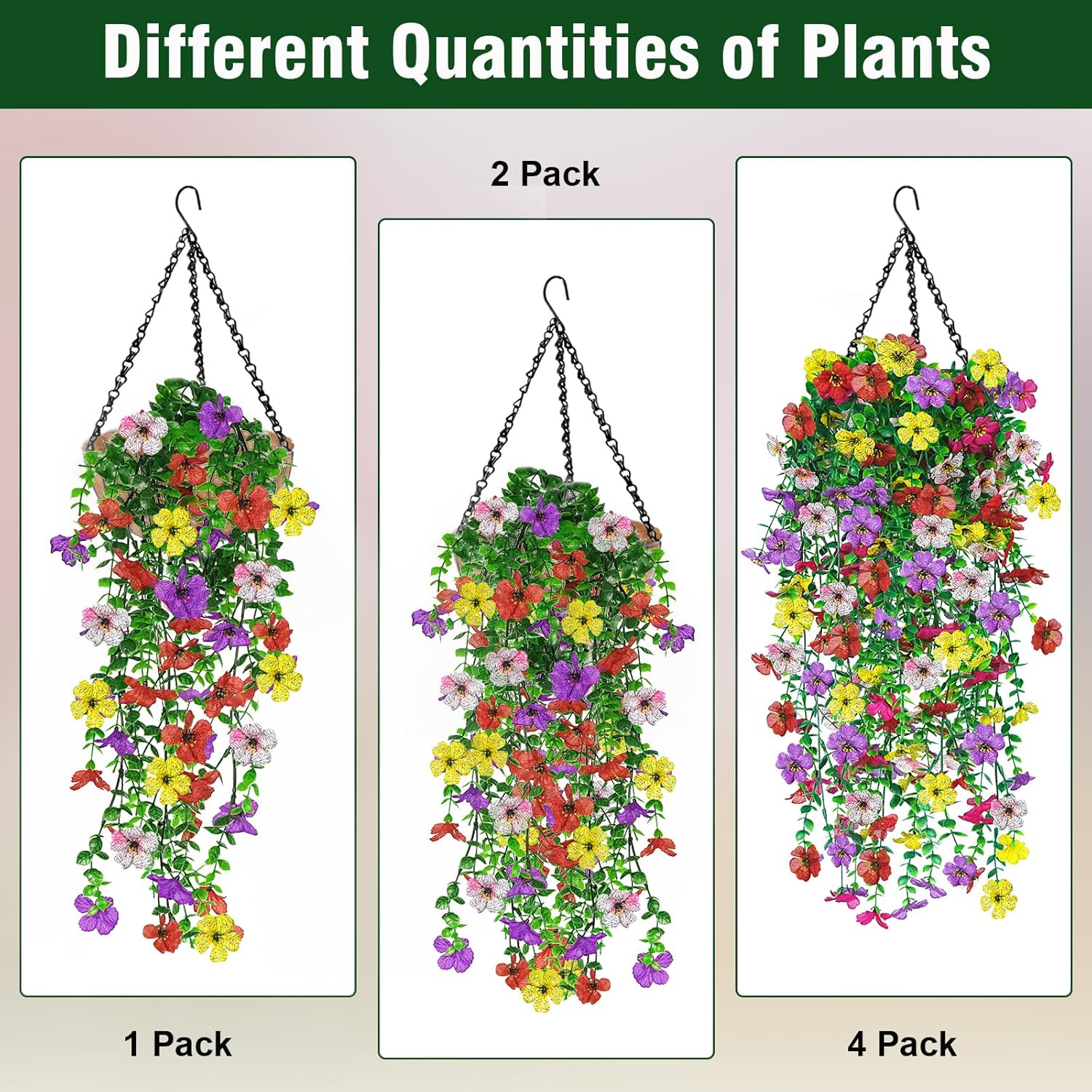 4 Pcs Artificial Hanging Flowers for Outdoor Decor