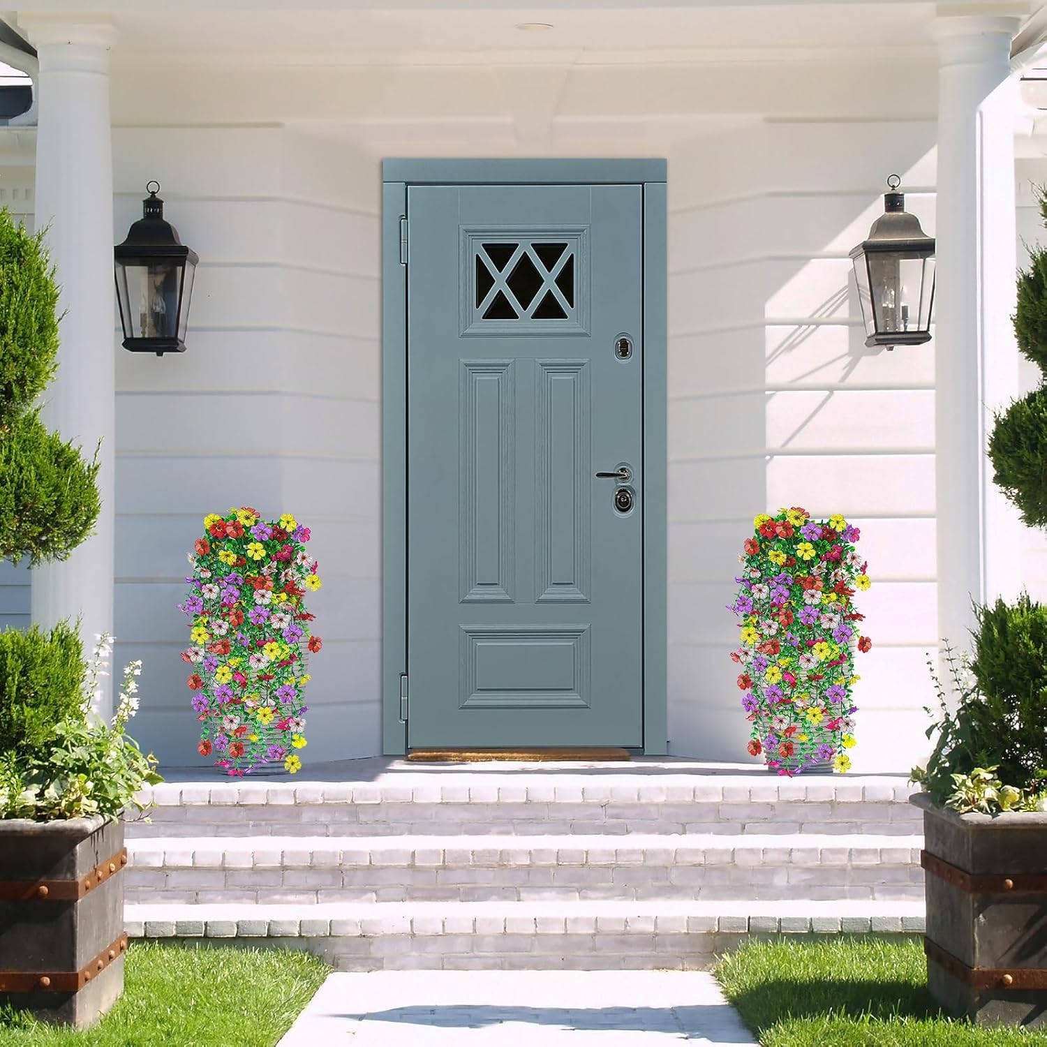 4 Pcs Artificial Hanging Flowers for Outdoor Decor
