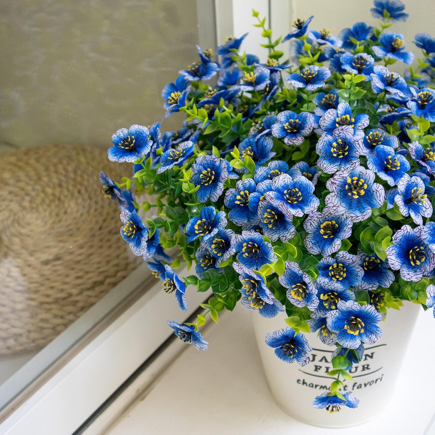 10 Bundle Artificial Blue Flowers UV Resistant Outdoor Set