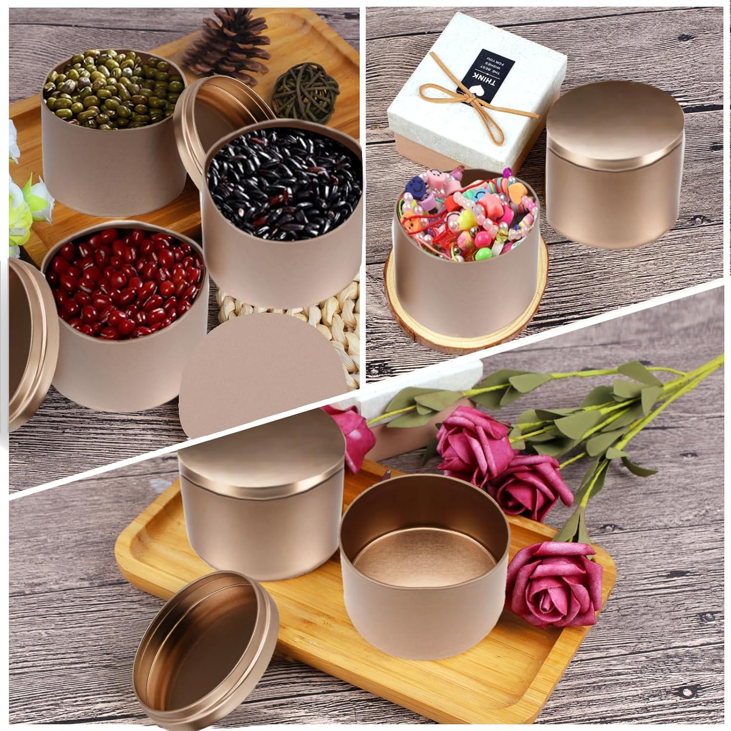 BBAXI 24PCS 4OZ Rose Gold Candle Tins for DIY Candles