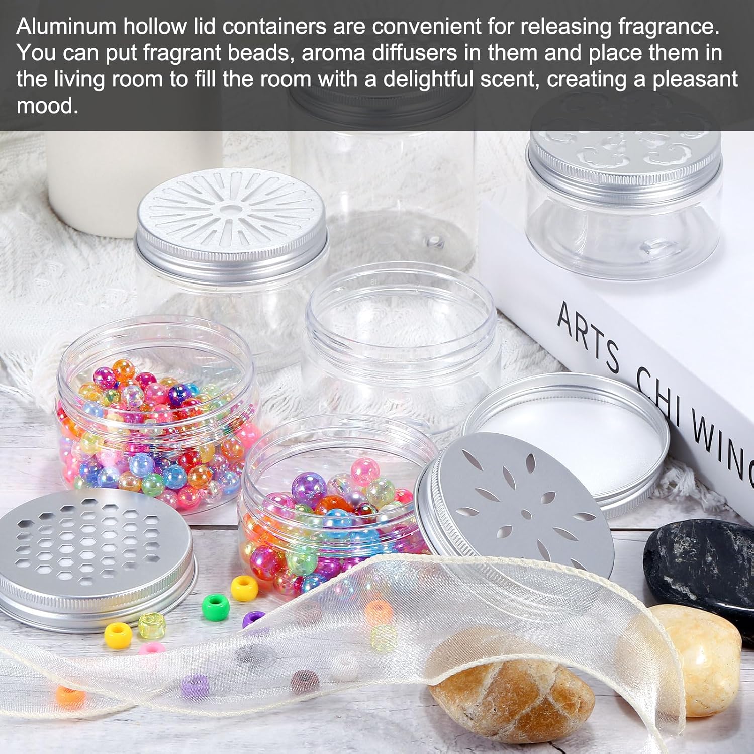 HARFINGTON 8 Pcs Aluminum Tin Storage Containers with Hollow Lids