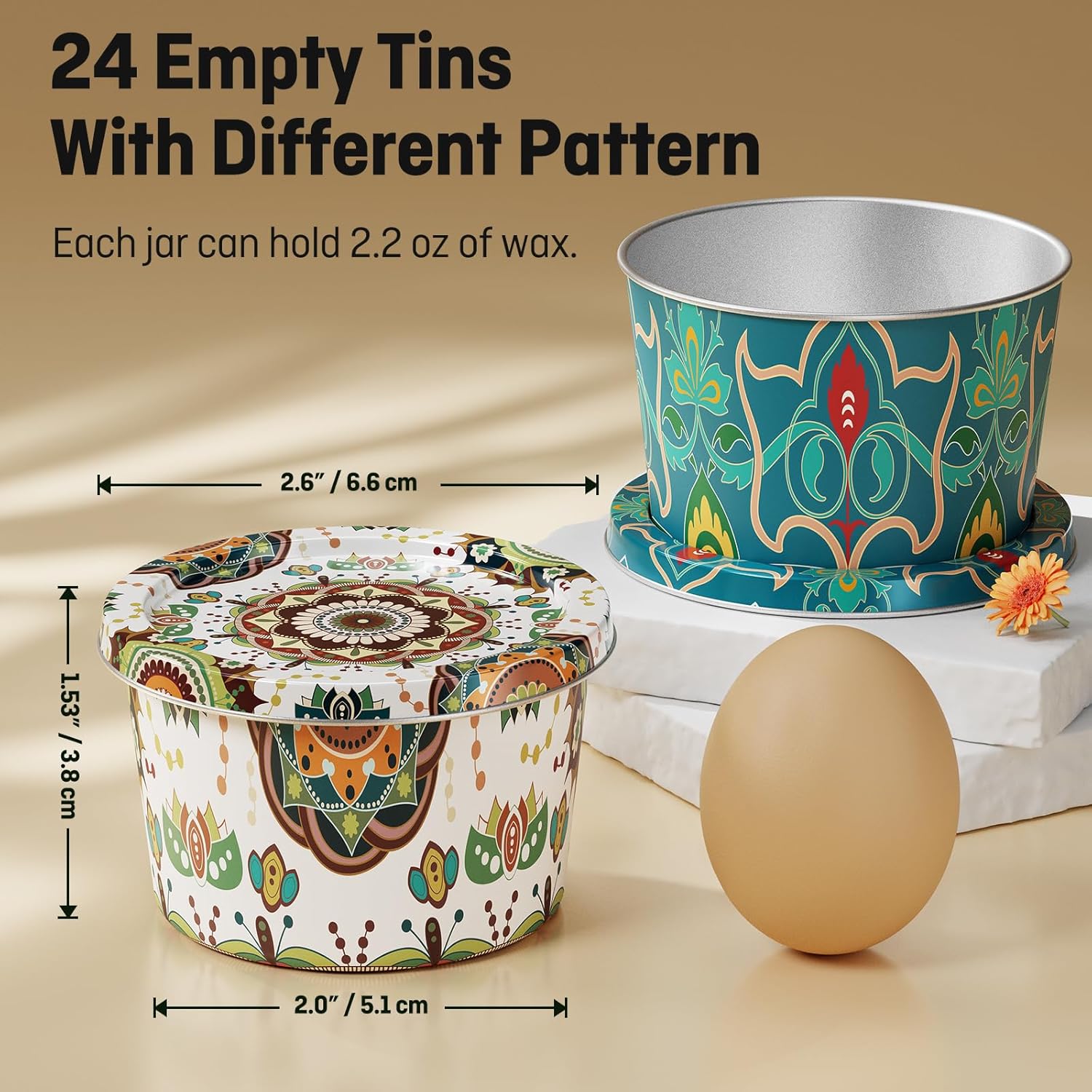 Nexuraze 24-Pack Candle Tins with Lids and Wicks
