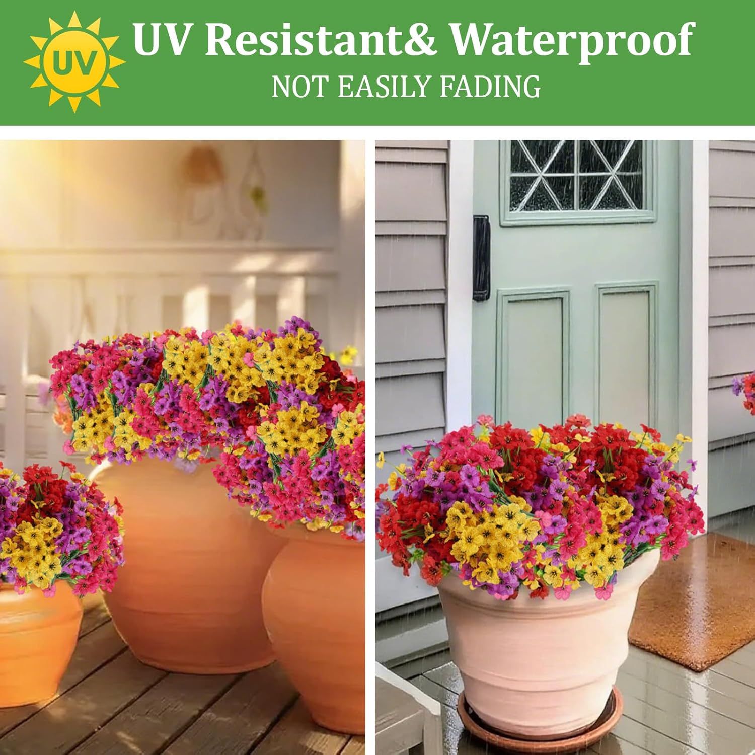 20 Bundles Artificial Flowers for Outdoor Summer Decor