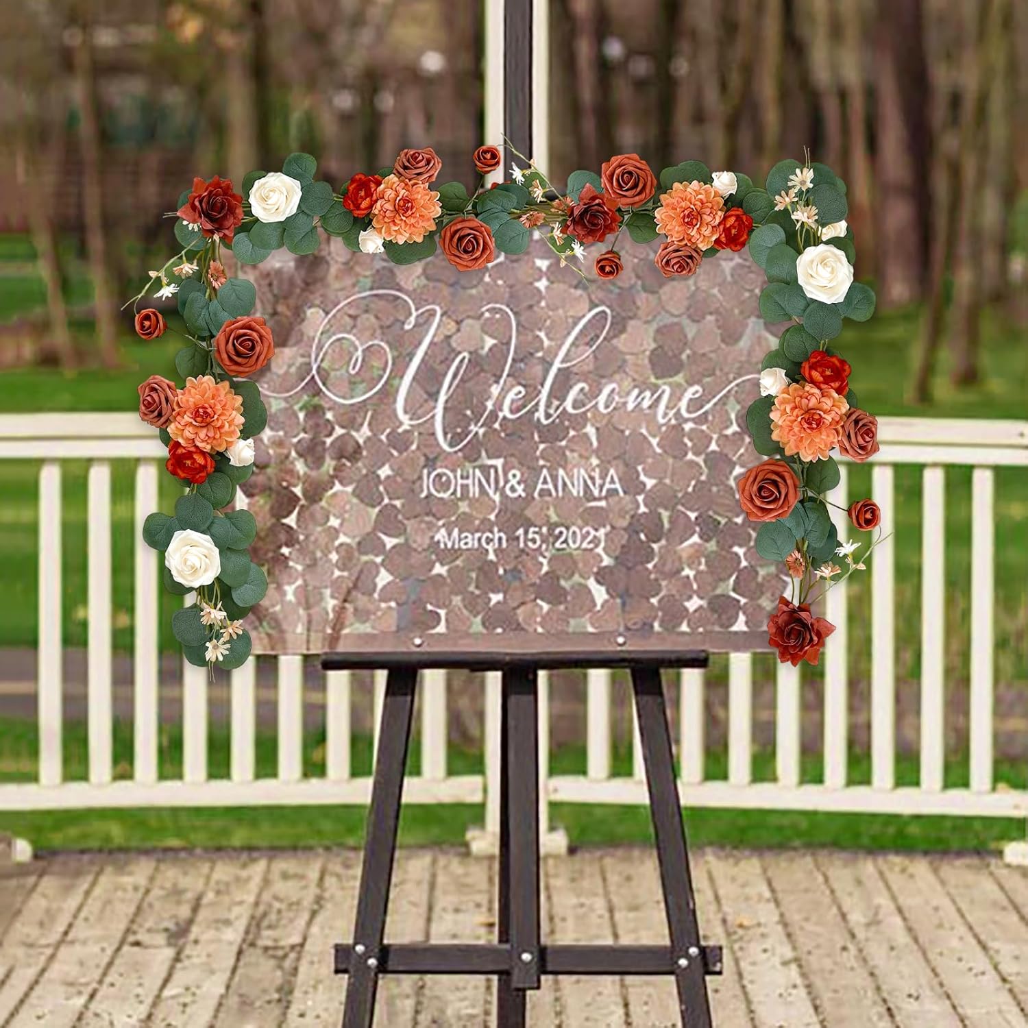 2PCS Artificial Rose Terracotta Garland Burnt Orange Wedding Decor