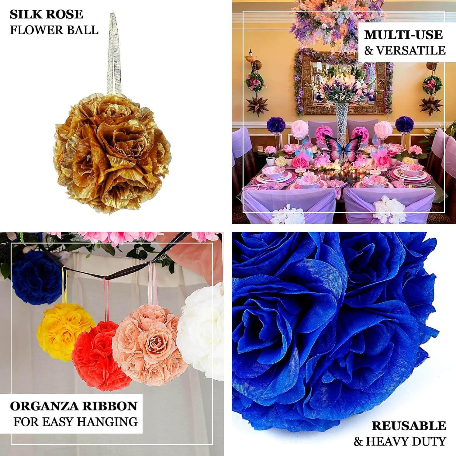 Efavormart 2 Pack 7 Inch Terracotta Silk Rose Pomander Kissing Ball