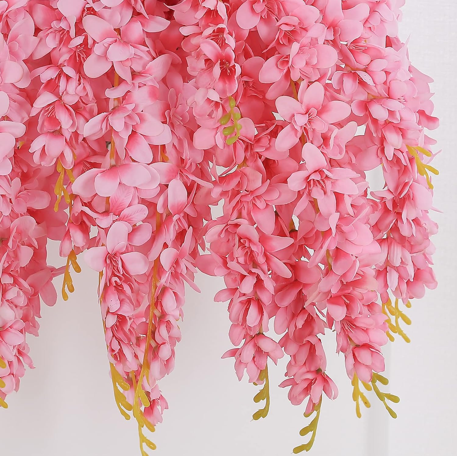 Duovlo Artificial Silk Wisteria Flower Hanging Vine Decor Pink