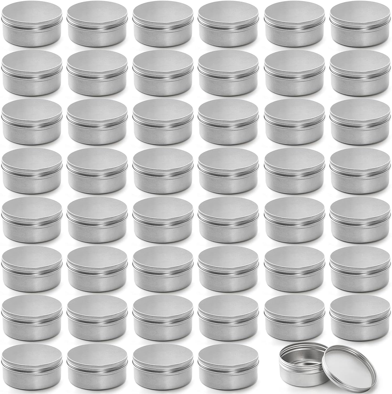 Foraineam 48 Pack 4 Oz Screw Lid Metal Round Tins