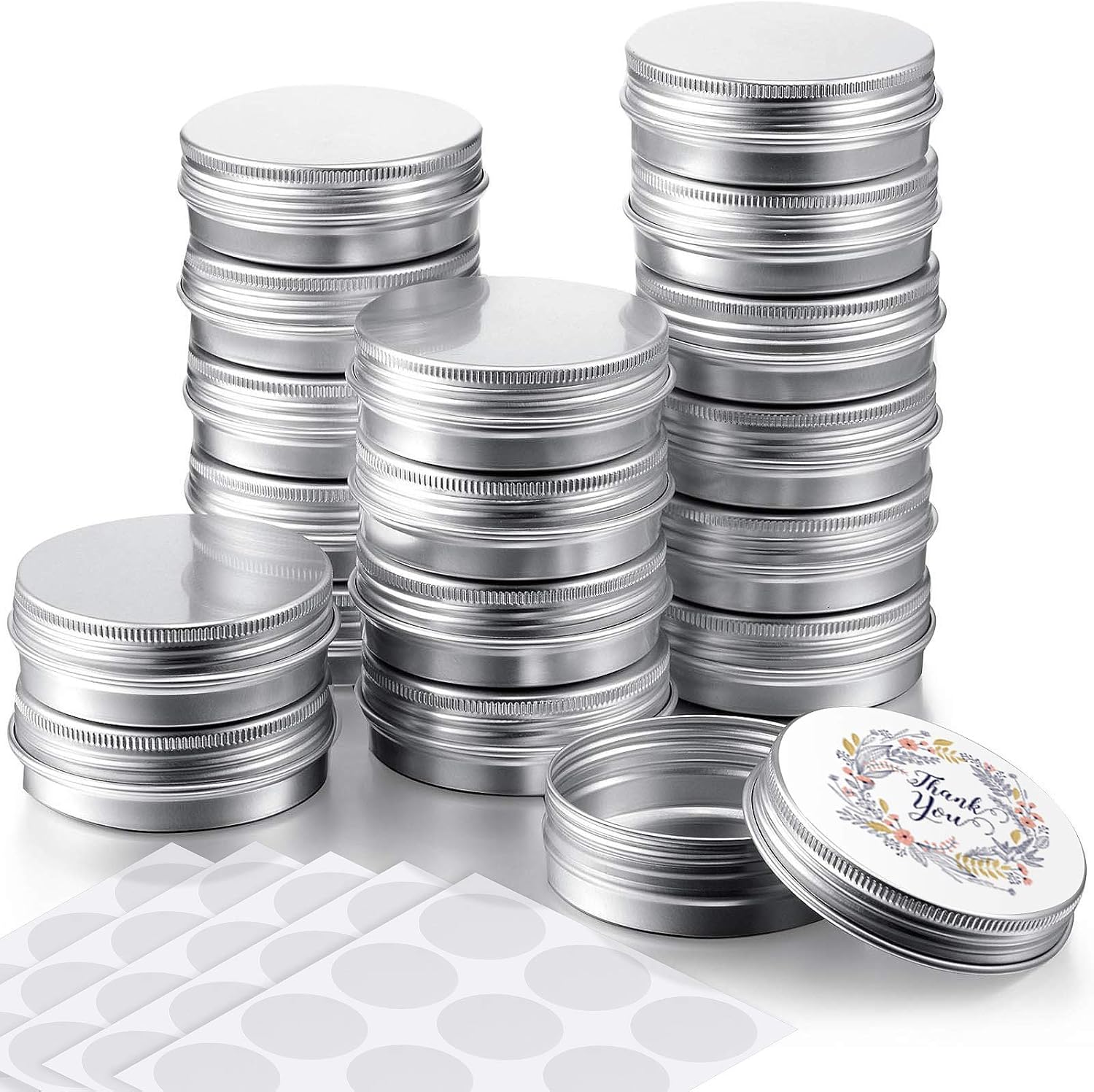 Patelai 2 Oz Metal Round Tins with Screw Lid 36 Pack