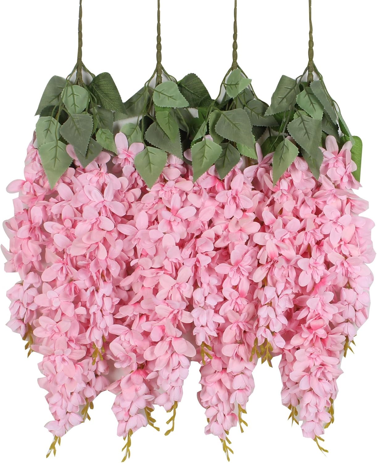 Duovlo Artificial Silk Wisteria Flower Hanging Vine Decor Pink