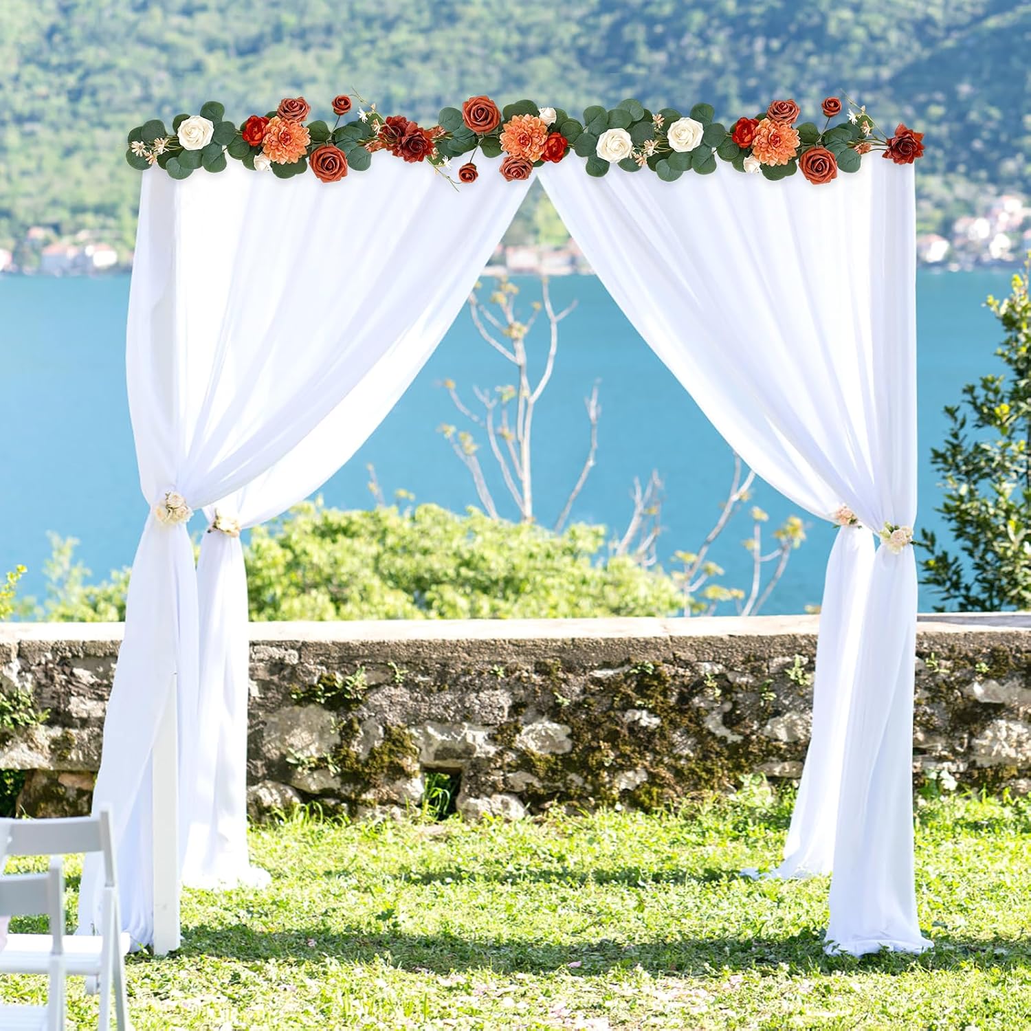 2PCS Artificial Rose Terracotta Garland Burnt Orange Wedding Decor