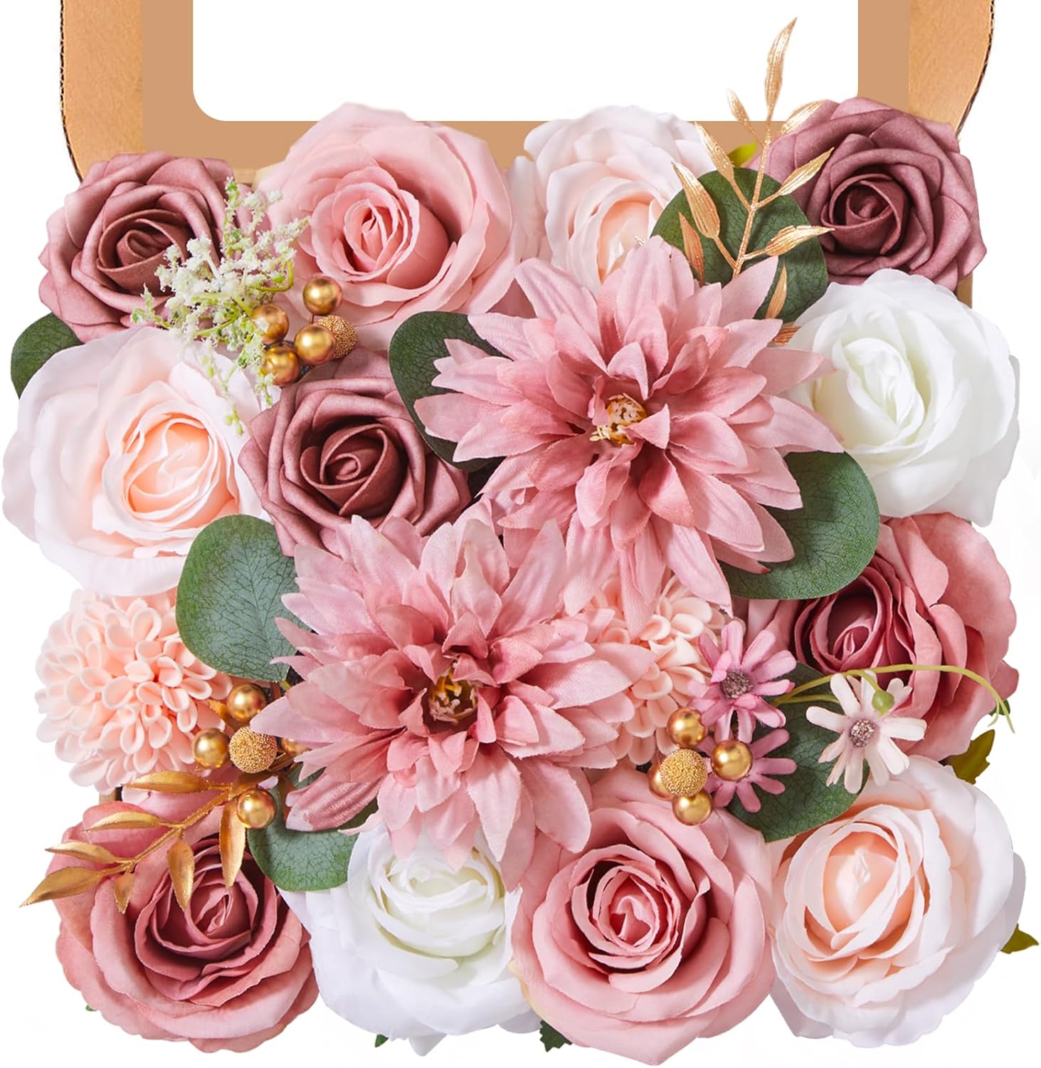 Faylifeway Silk Pink Artificial Flowers DIY Set