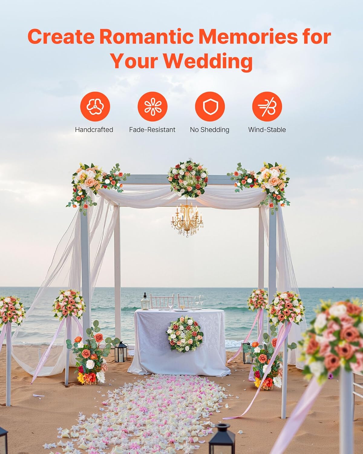 VEVOR 4PCS Standing Artificial Flowers Arrangements 175 Inch Tall Decorations