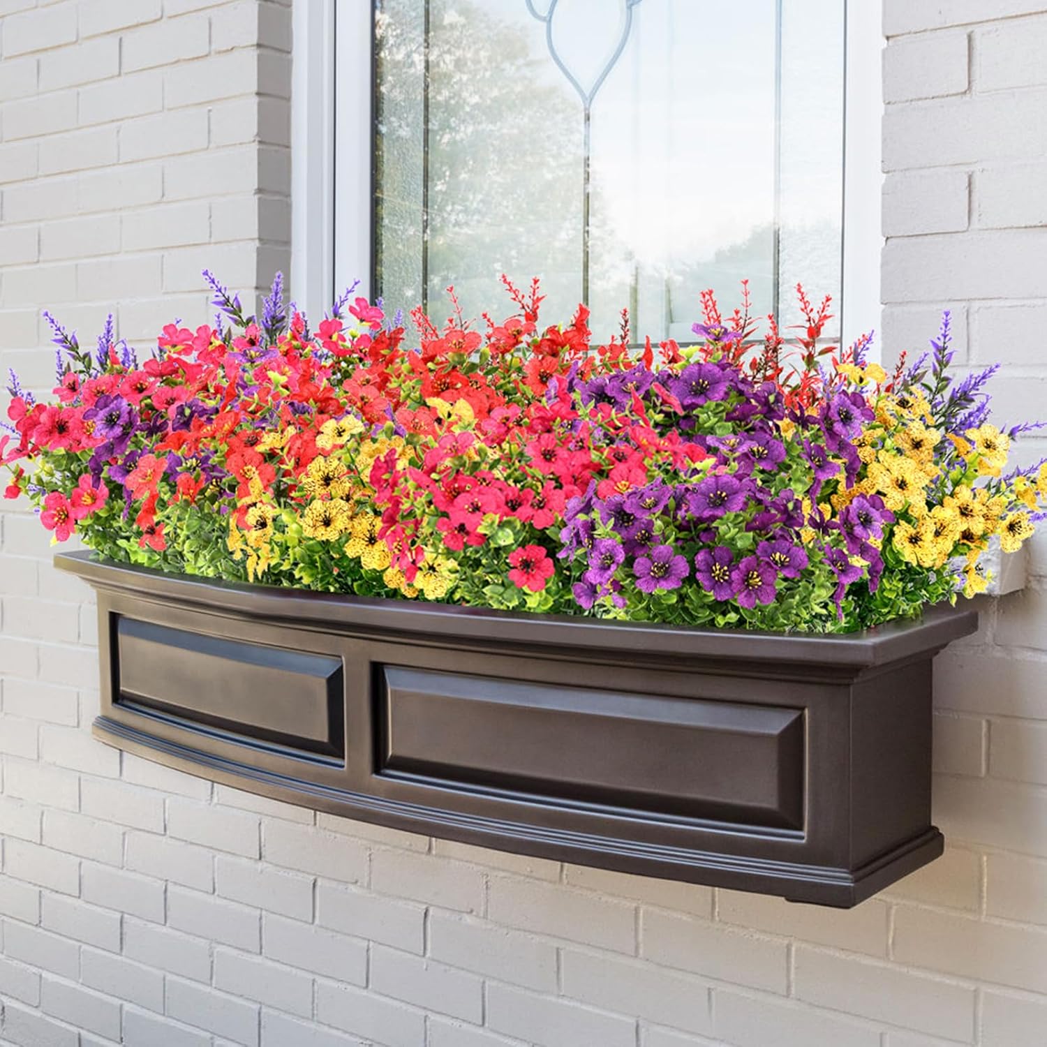 16 Bundles UV Resistant Artificial Flowers for Outdoor Use