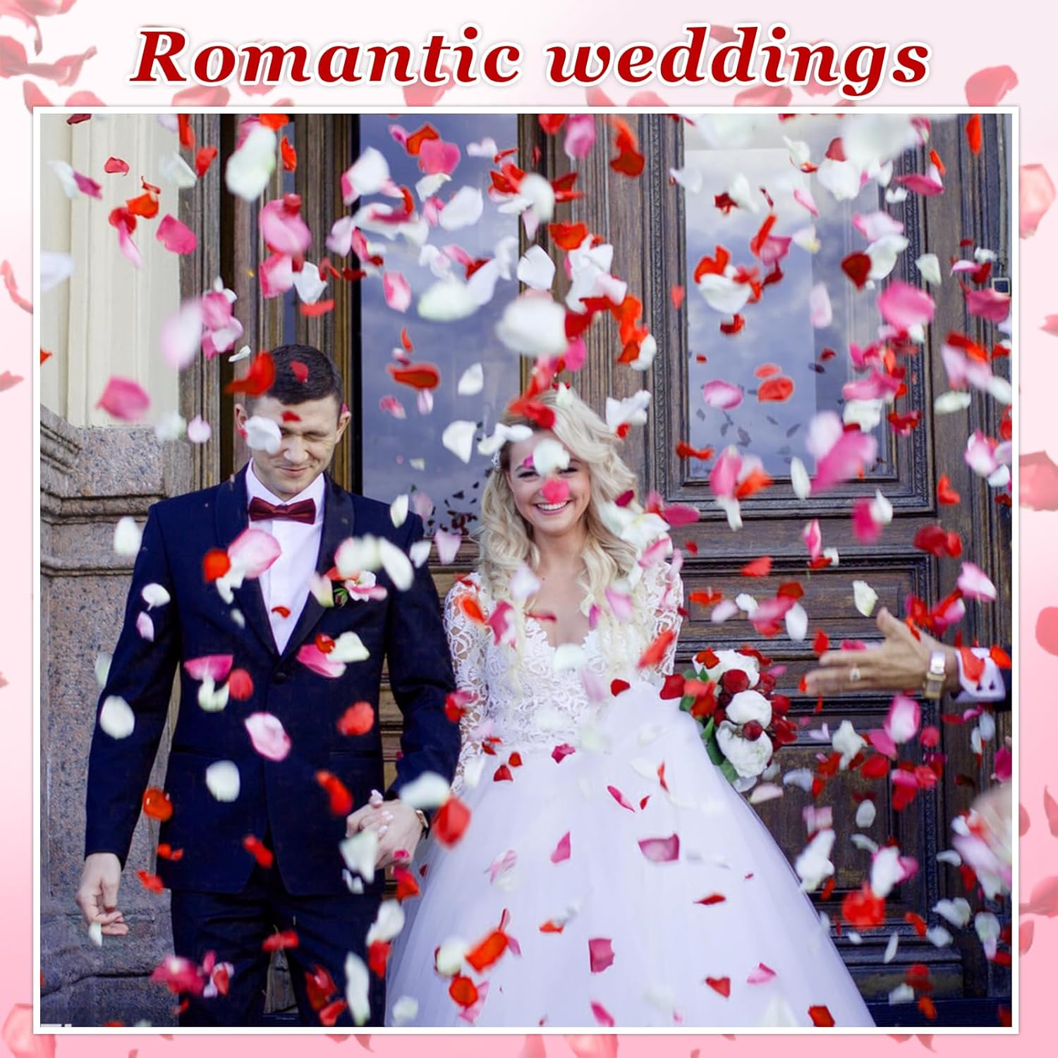 240 PCS Real Pink White Rose Petals Confetti for Wedding