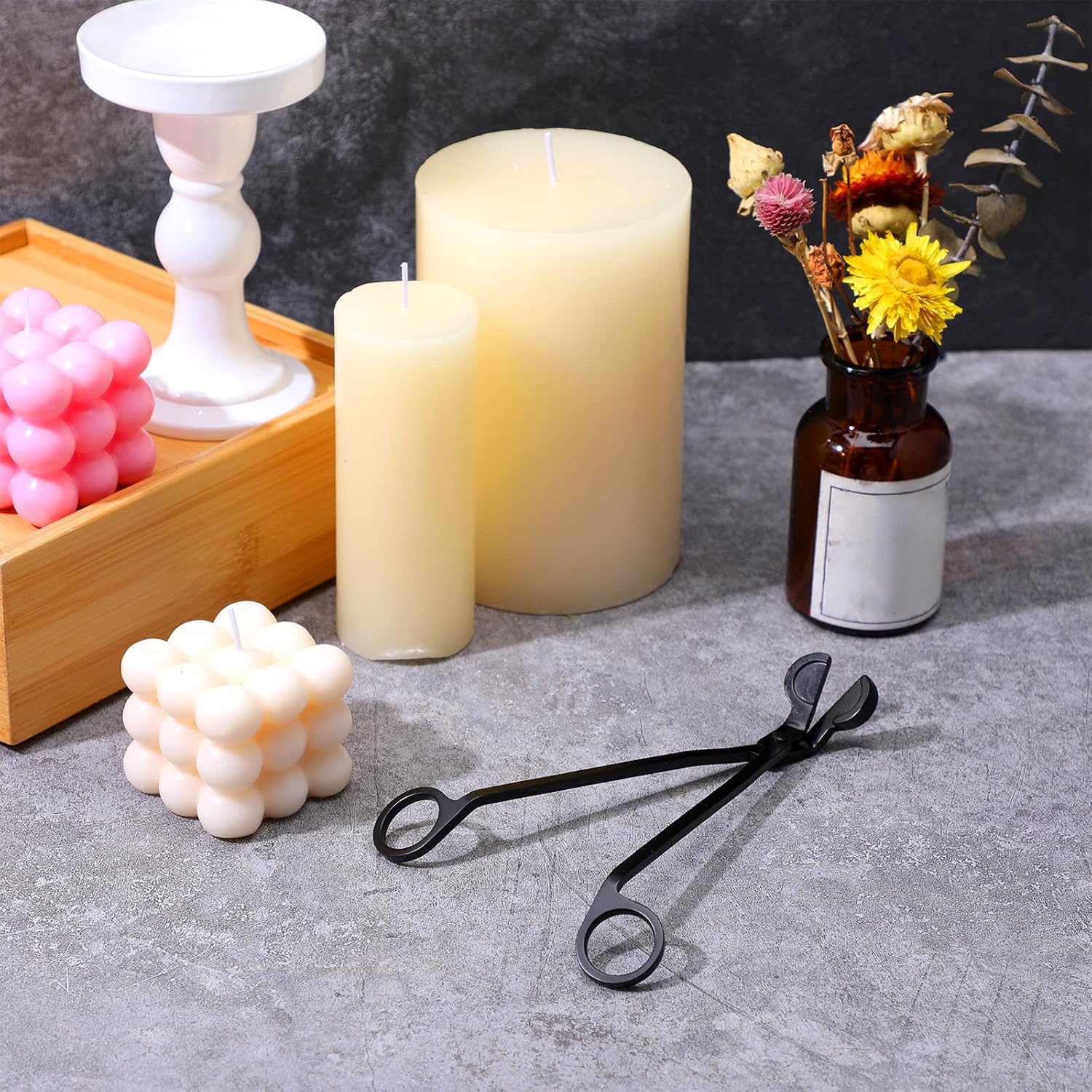 5 Pack Candle Wick Trimmer Cutter Matte Black Stainless Steel