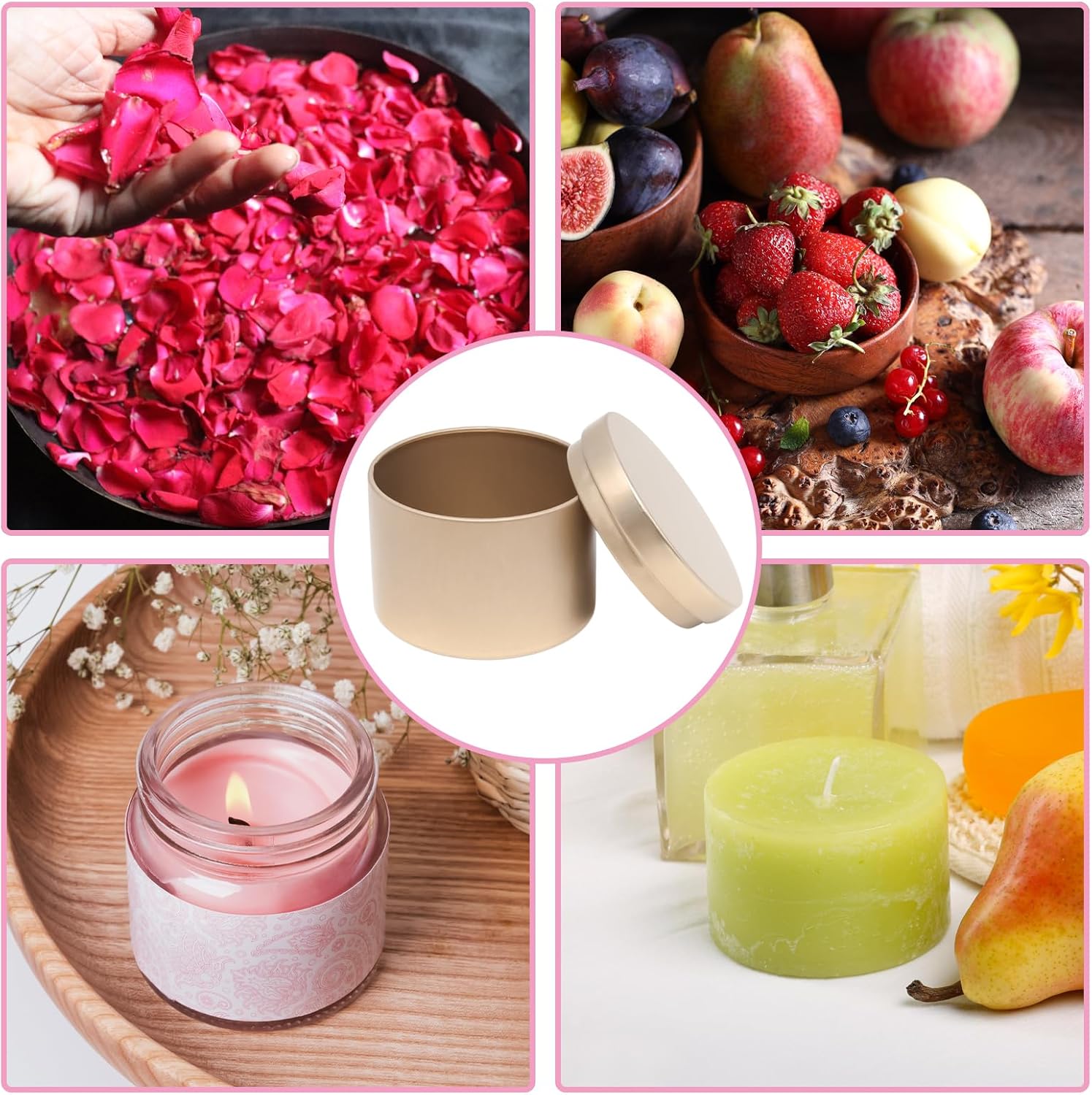 4pcs Gold Candle Tins with Lids - Leak Proof for DIY and Business