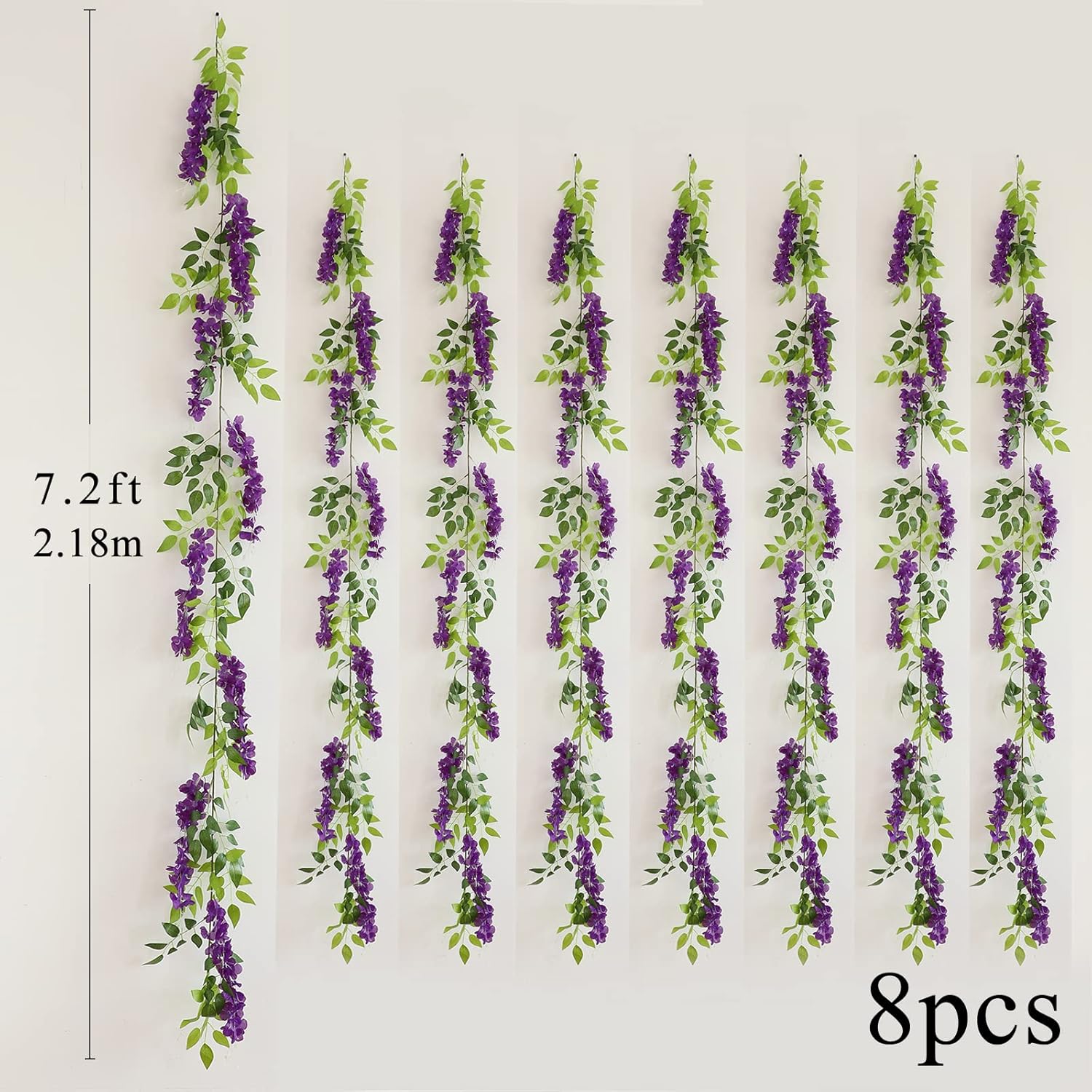 Wisteria Artificial Flower Garland 8Pcs 576ft Purple
