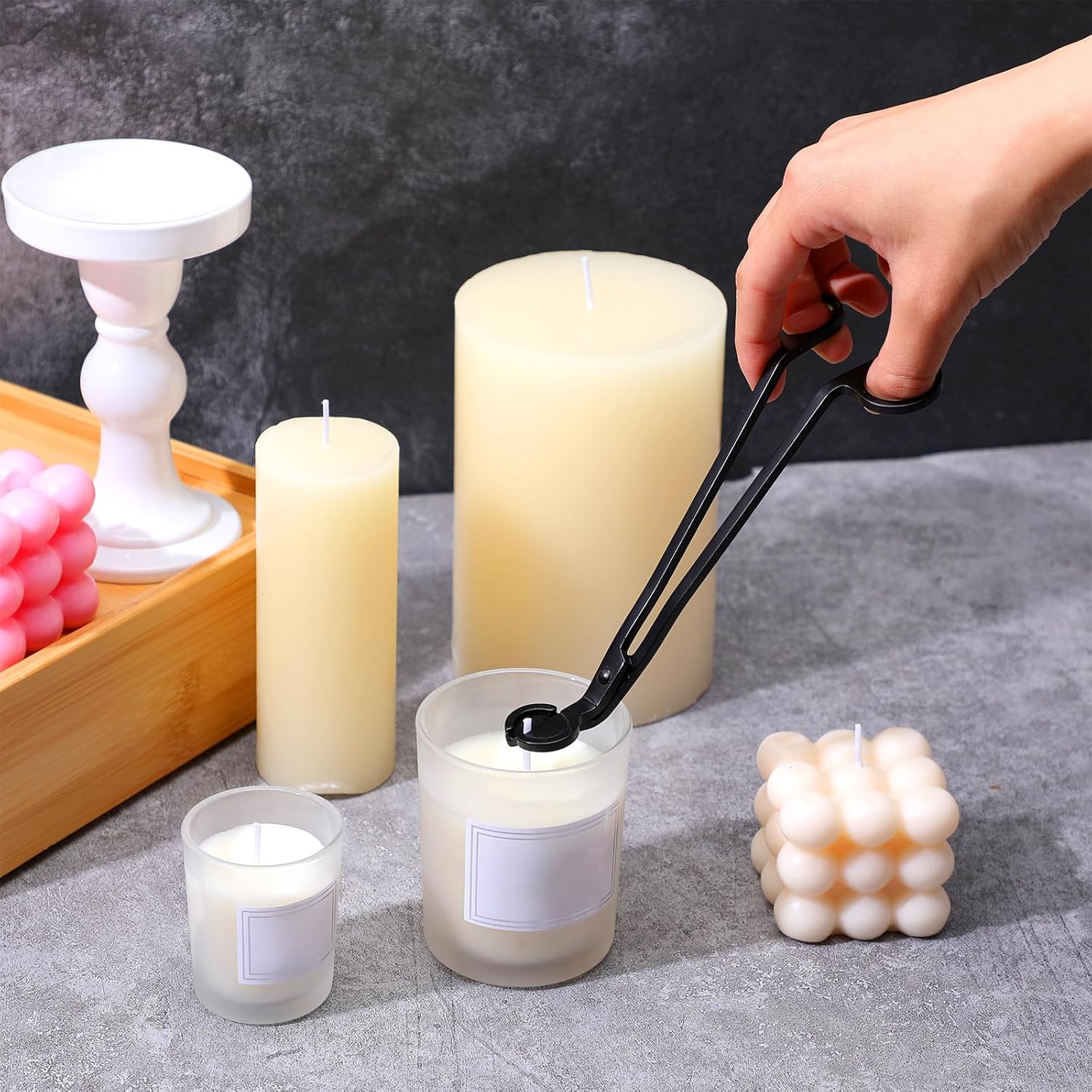 5 Pack Candle Wick Trimmer Cutter Matte Black Stainless Steel