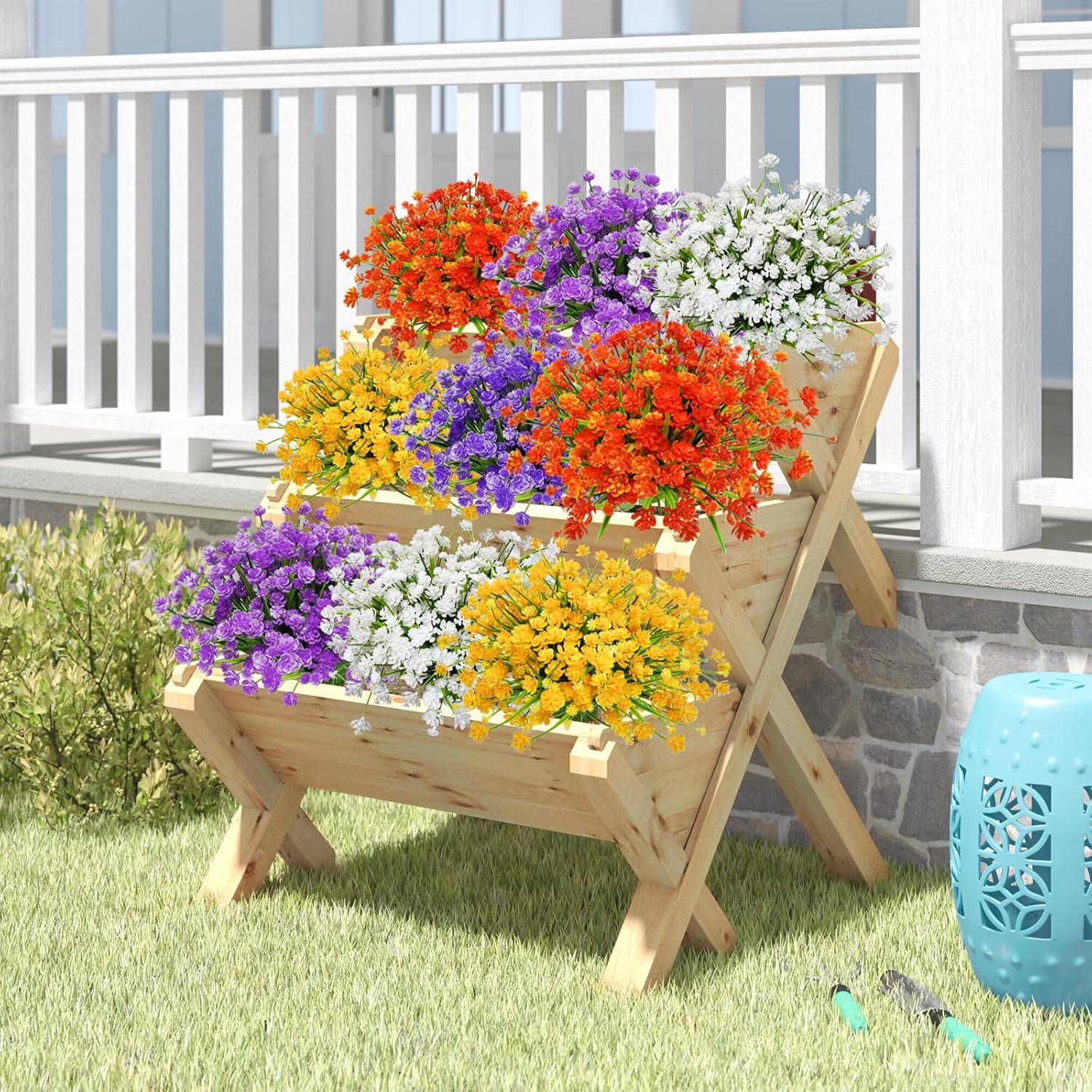 Uieke 24PCS Artificial Flowers for Outdoor Garden Decor