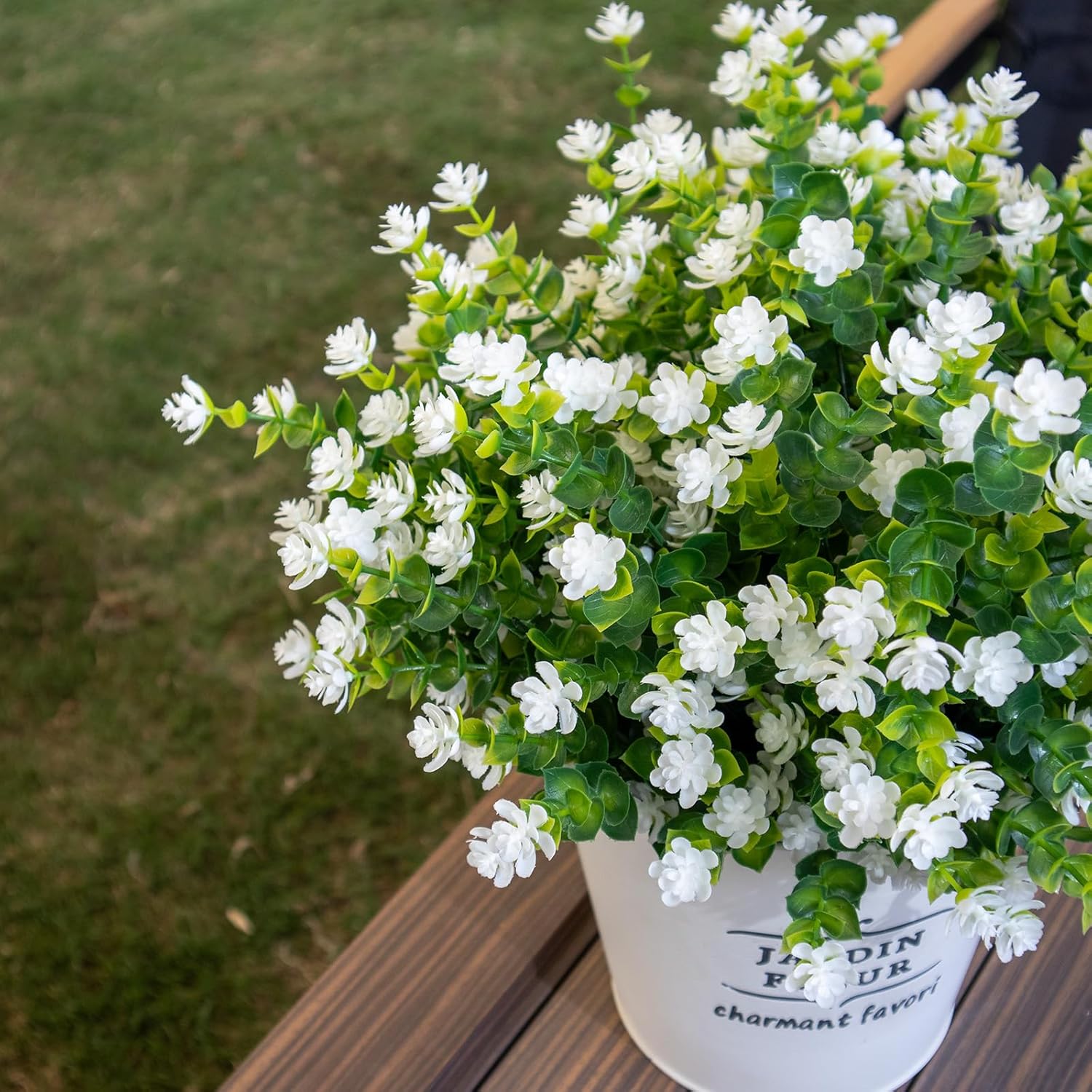 12 Bundle Artificial Flowers Set - White UV Resistant