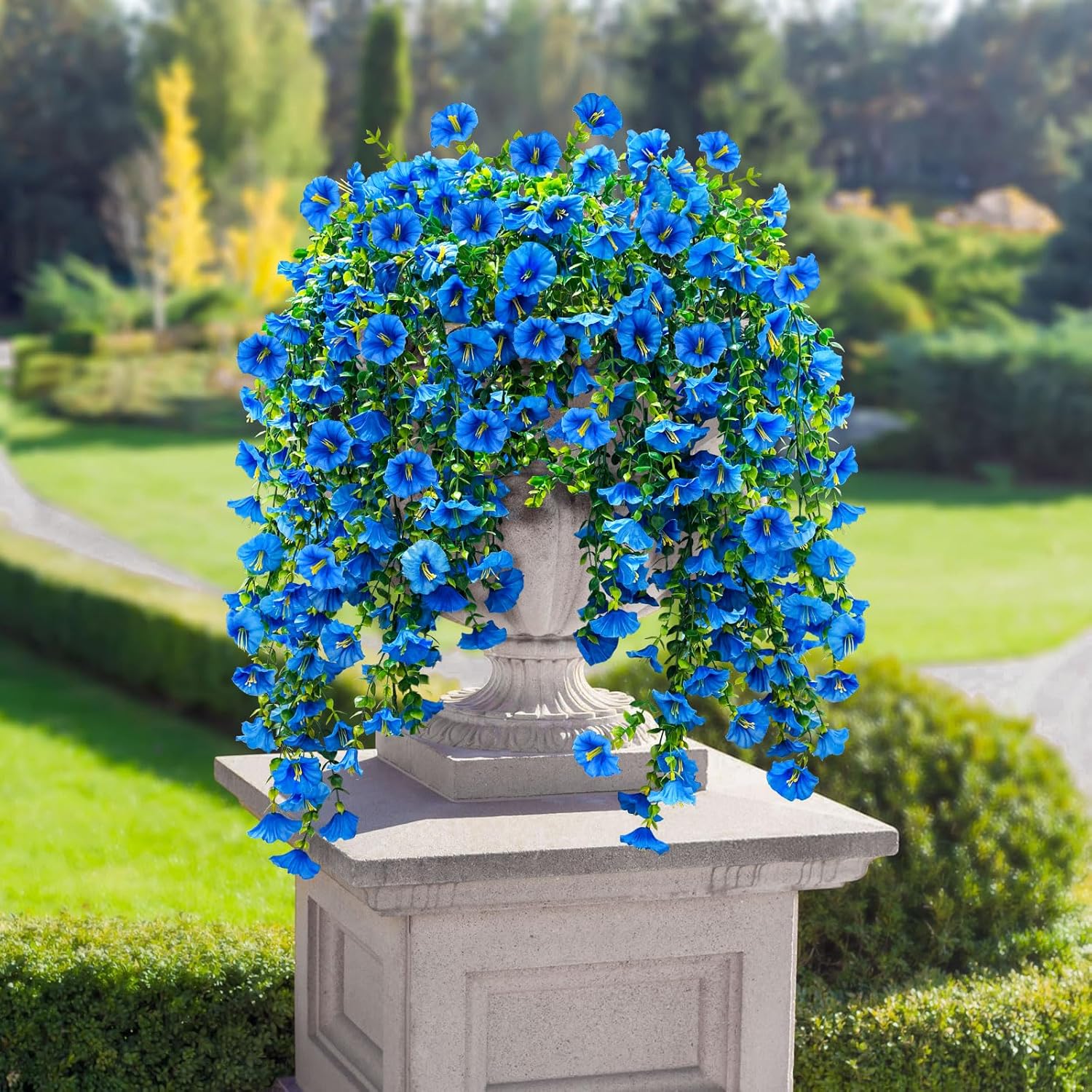 ICX 4PCS Artificial Hanging Morning Glory Flowers Blue