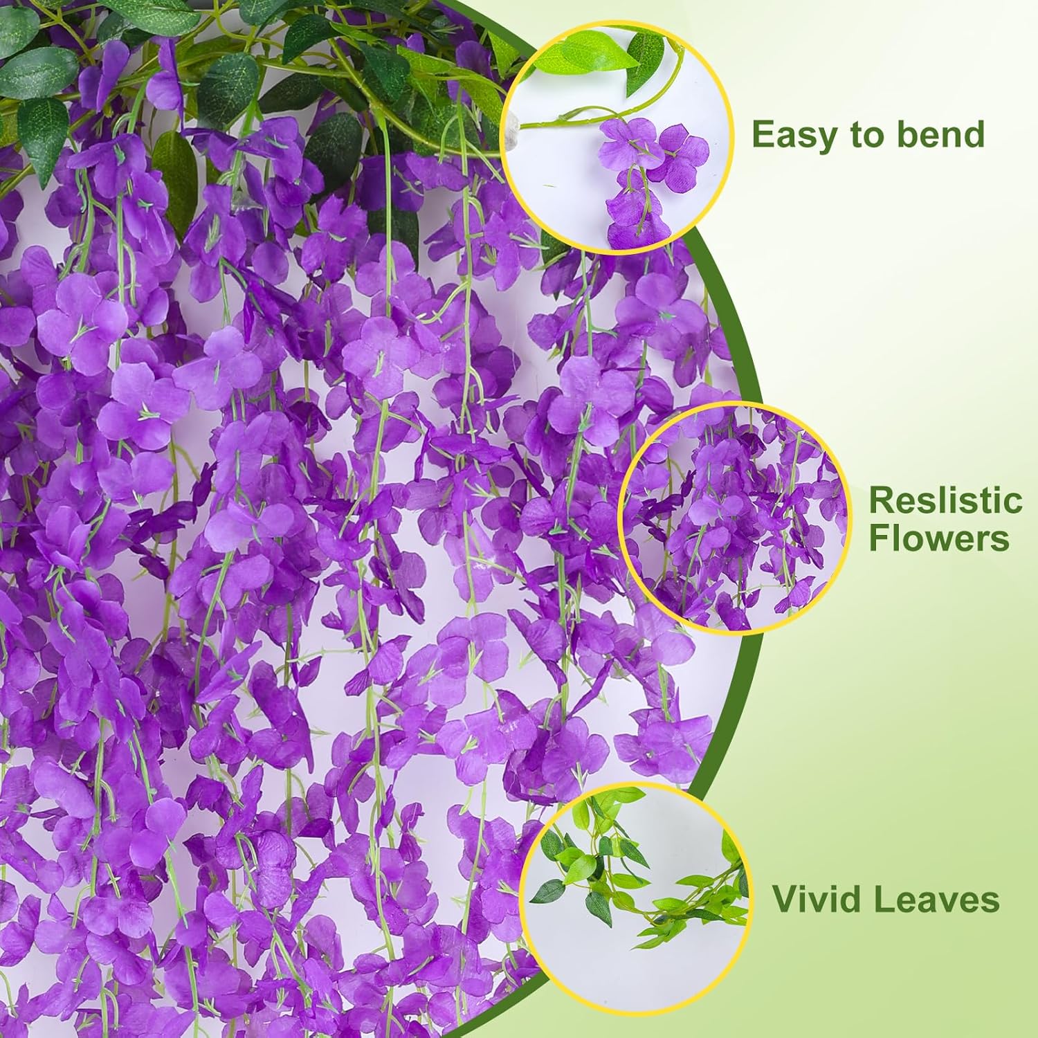 Alotiki Wisteria Artificial Flowers Garland 60ft
