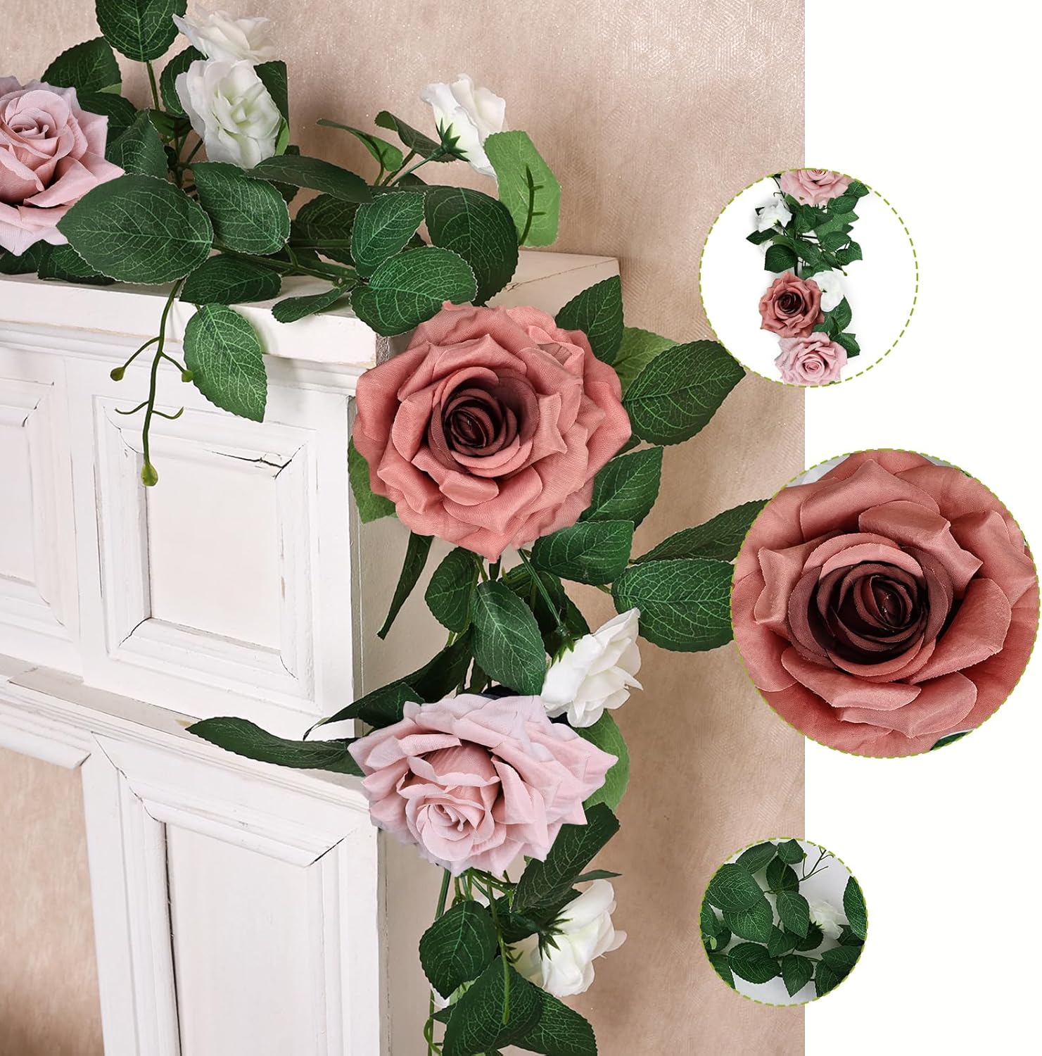 Pack of 2 Dusty Pink Artificial Rose Garlands 59 FT