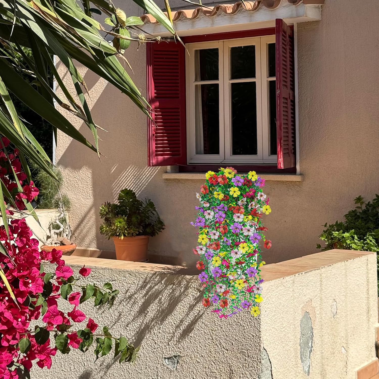 4 Pcs Artificial Hanging Flowers for Outdoor Decor