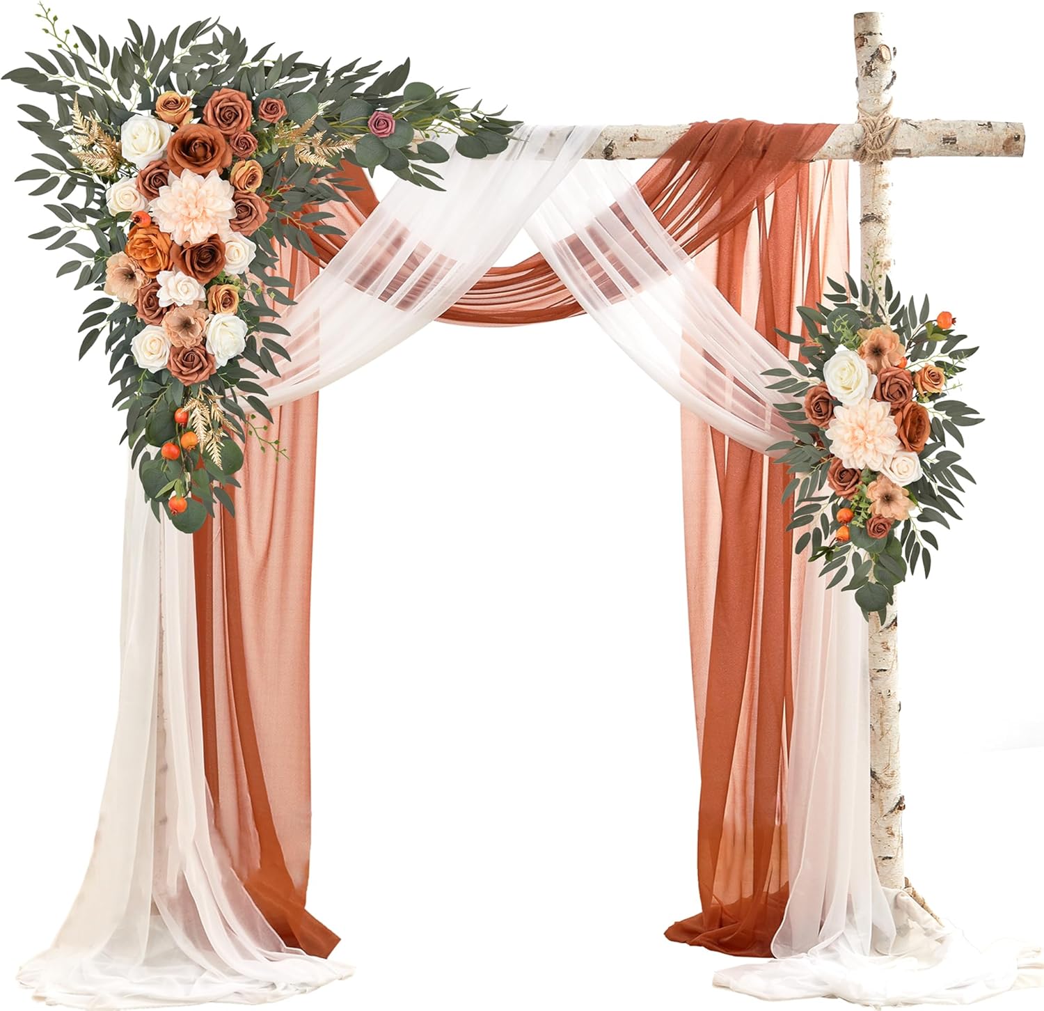 Wedding Arch Flowers with Drapes Kit - 4 Pack